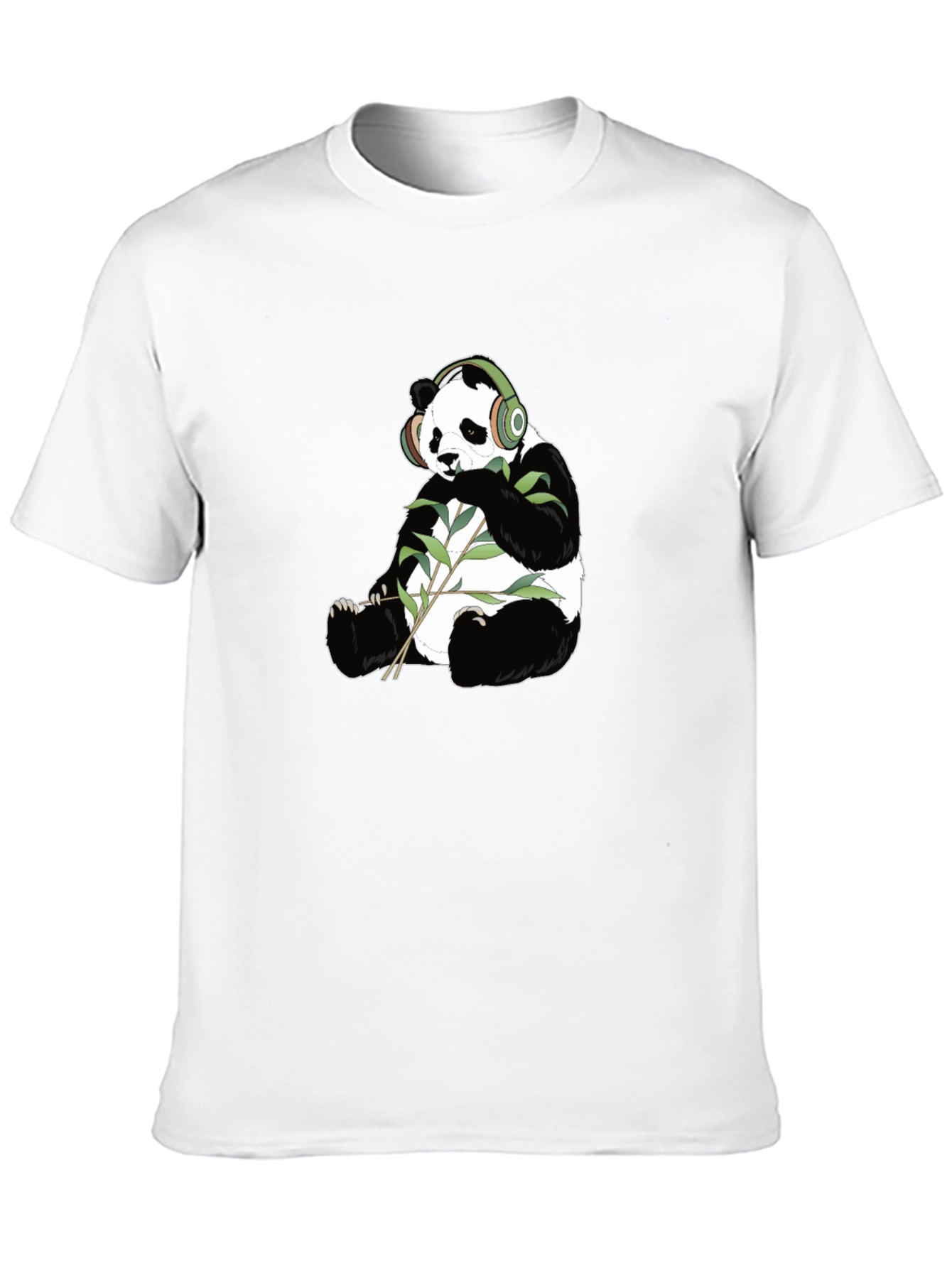 Panda with Headphones Graphic Tee - Black Cotton