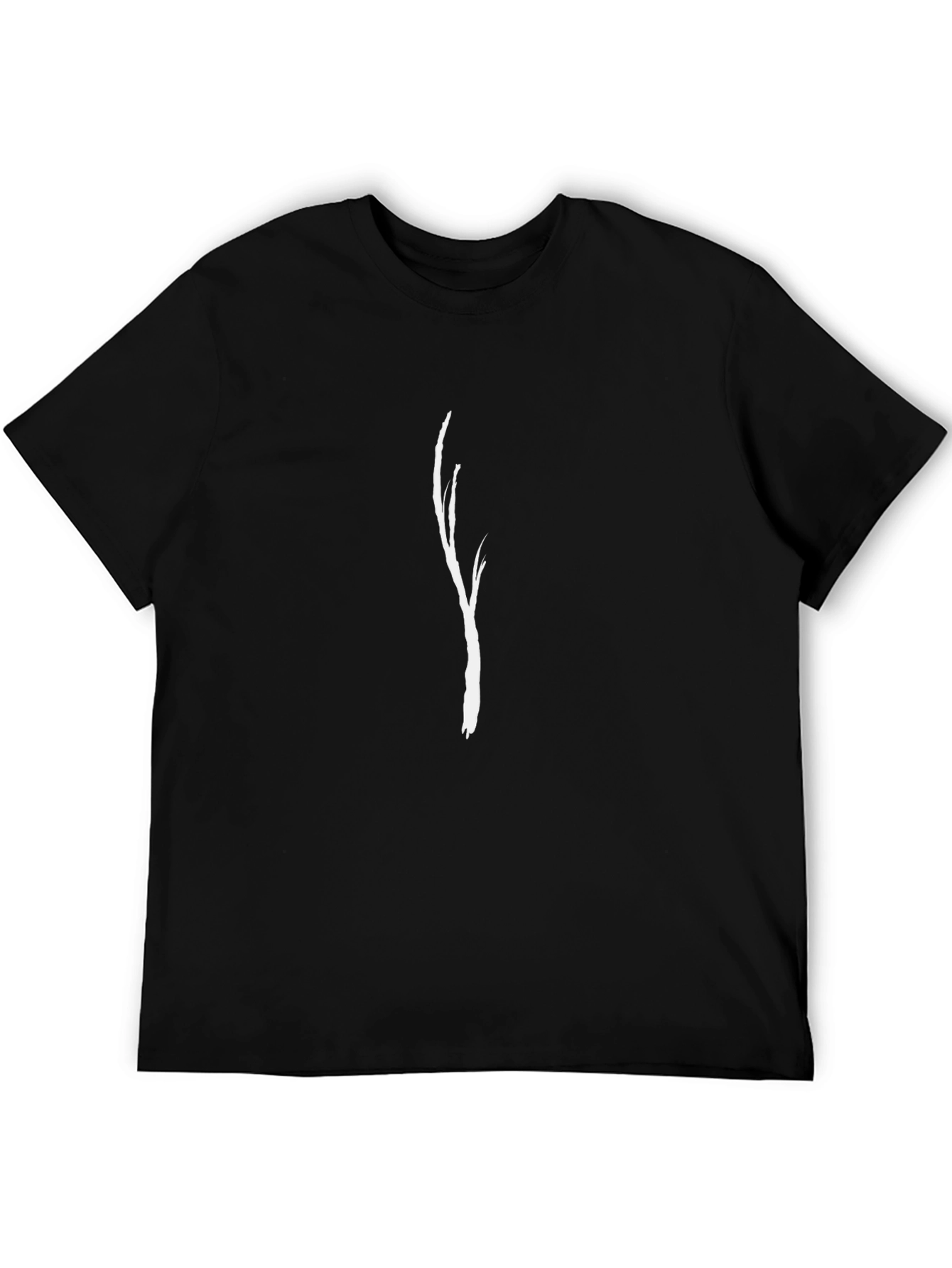 Abstract Branch Graphic Tee - Casual Black T-Shirt