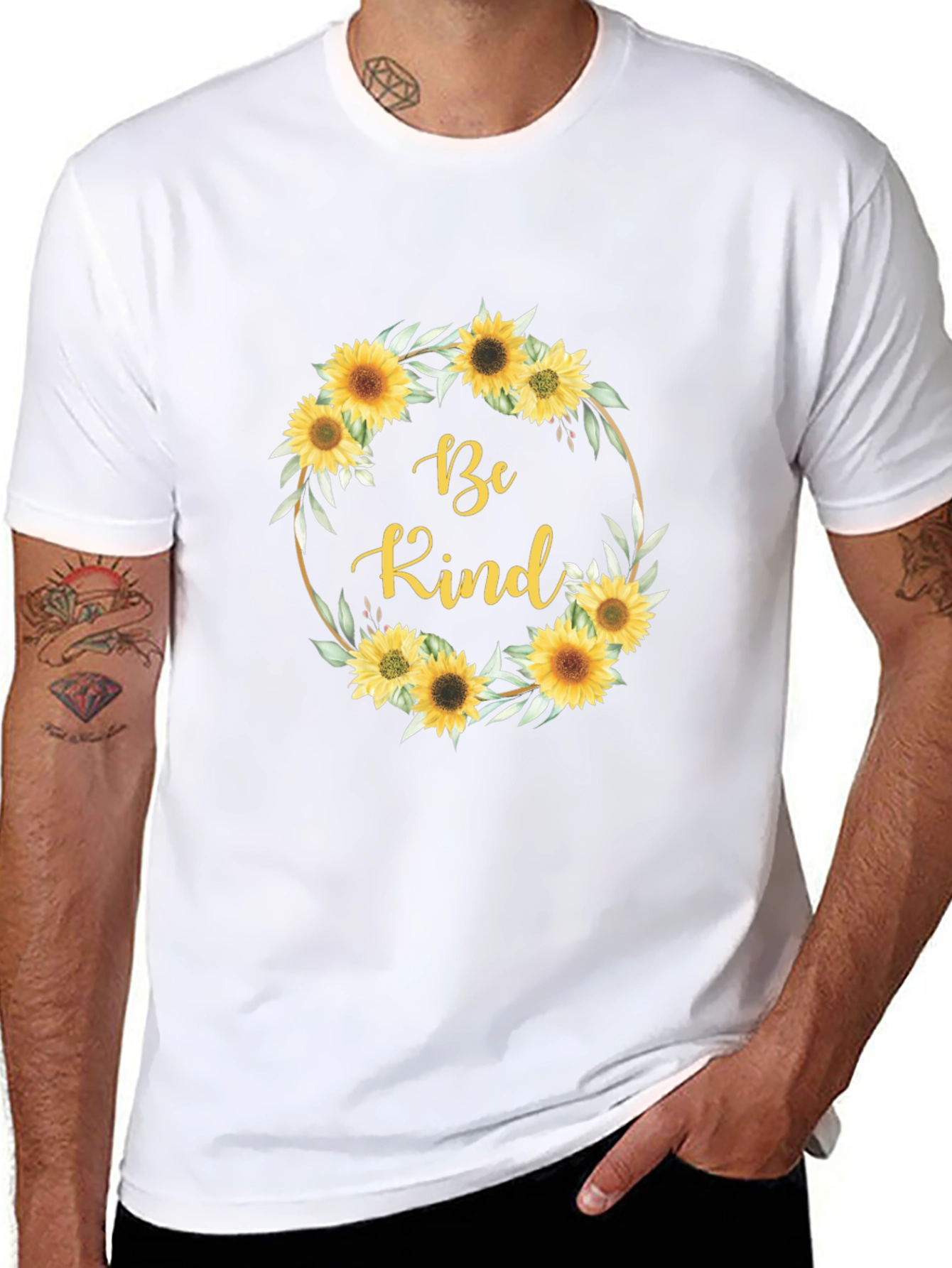 Be Kind Sunflower Wreath Graphic T-Shirt