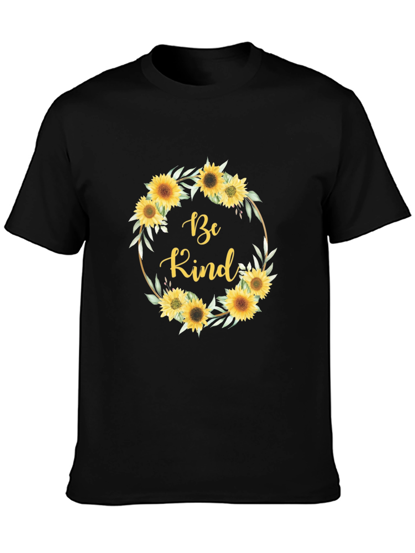 Be Kind Sunflower Wreath Graphic T-Shirt
