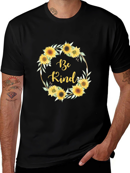 Be Kind Sunflower Wreath Graphic T-Shirt