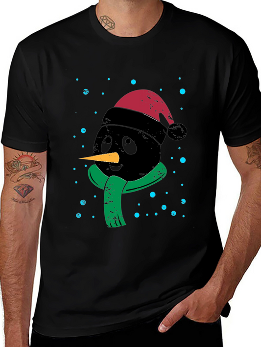 Festive Black Snowman Graphic Tee