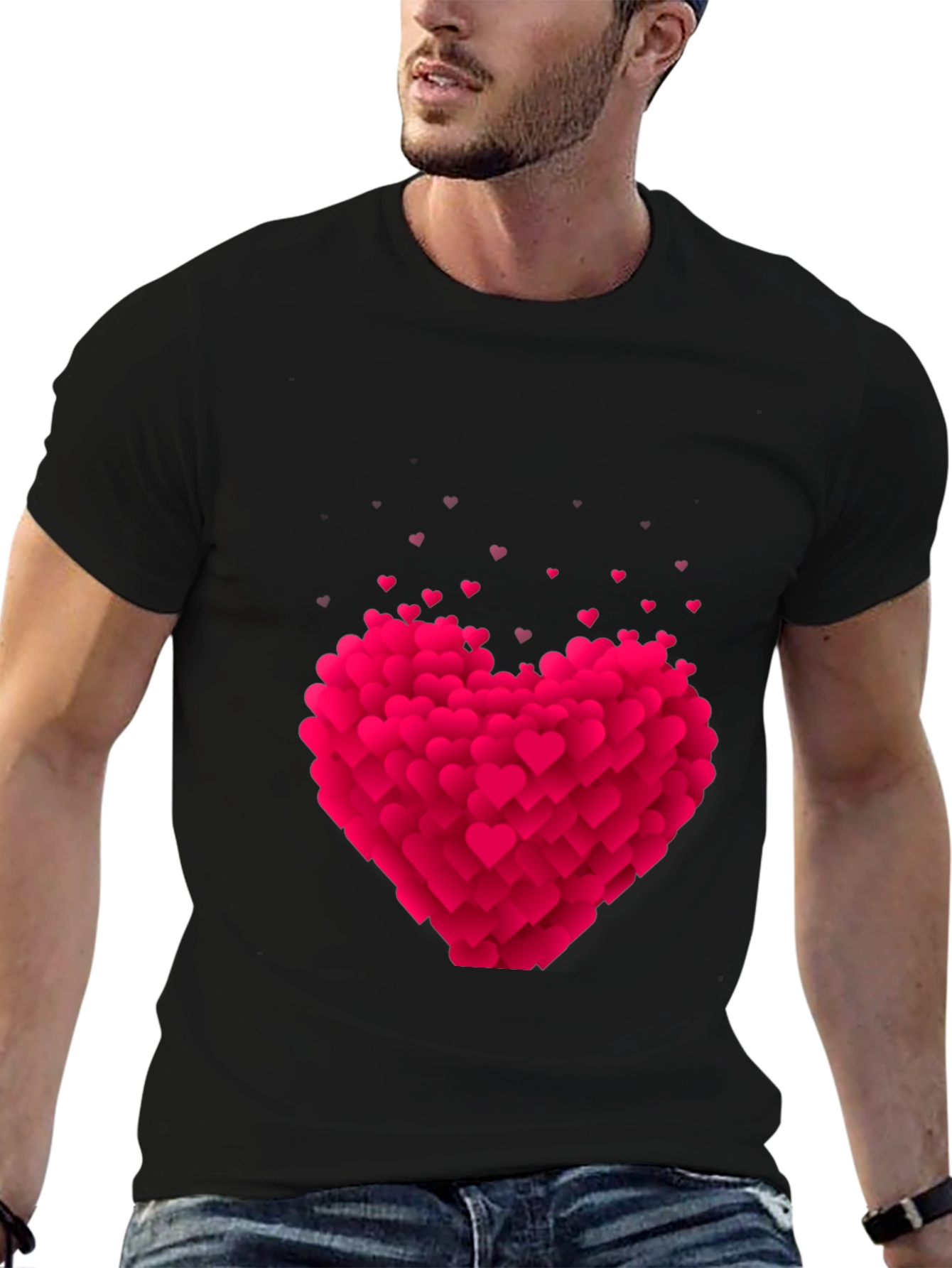 Heart Burst Graphic Tee - Black Cotton Blend