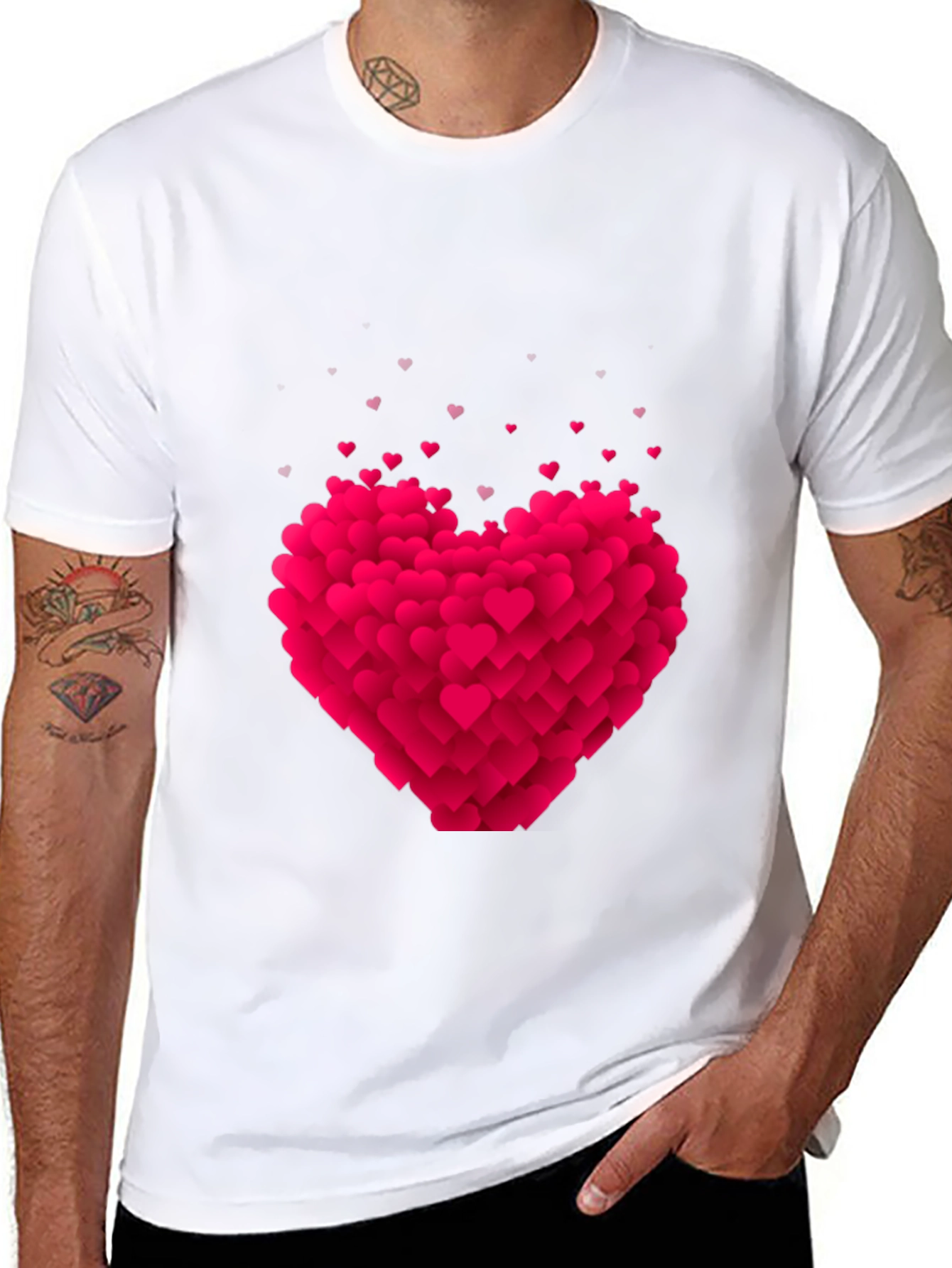 Heart Burst Graphic Tee - Black Cotton Blend