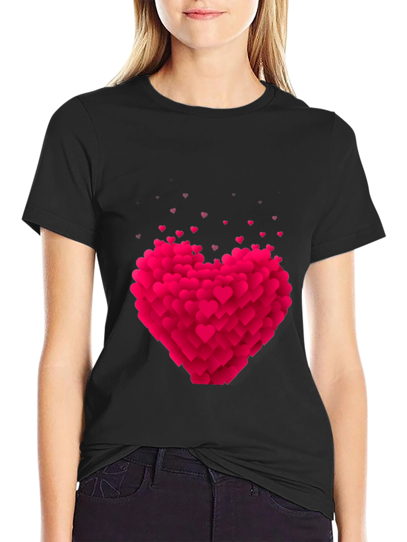 Heart Burst Graphic Tee - Black Cotton Blend