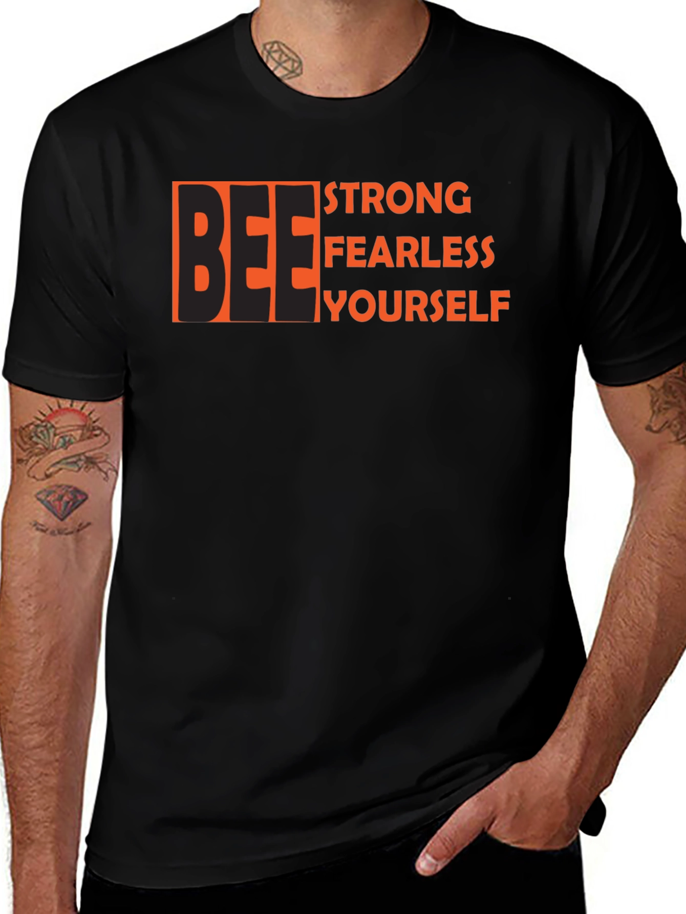 Be Strong Fearless Yourself Black Graphic Tee