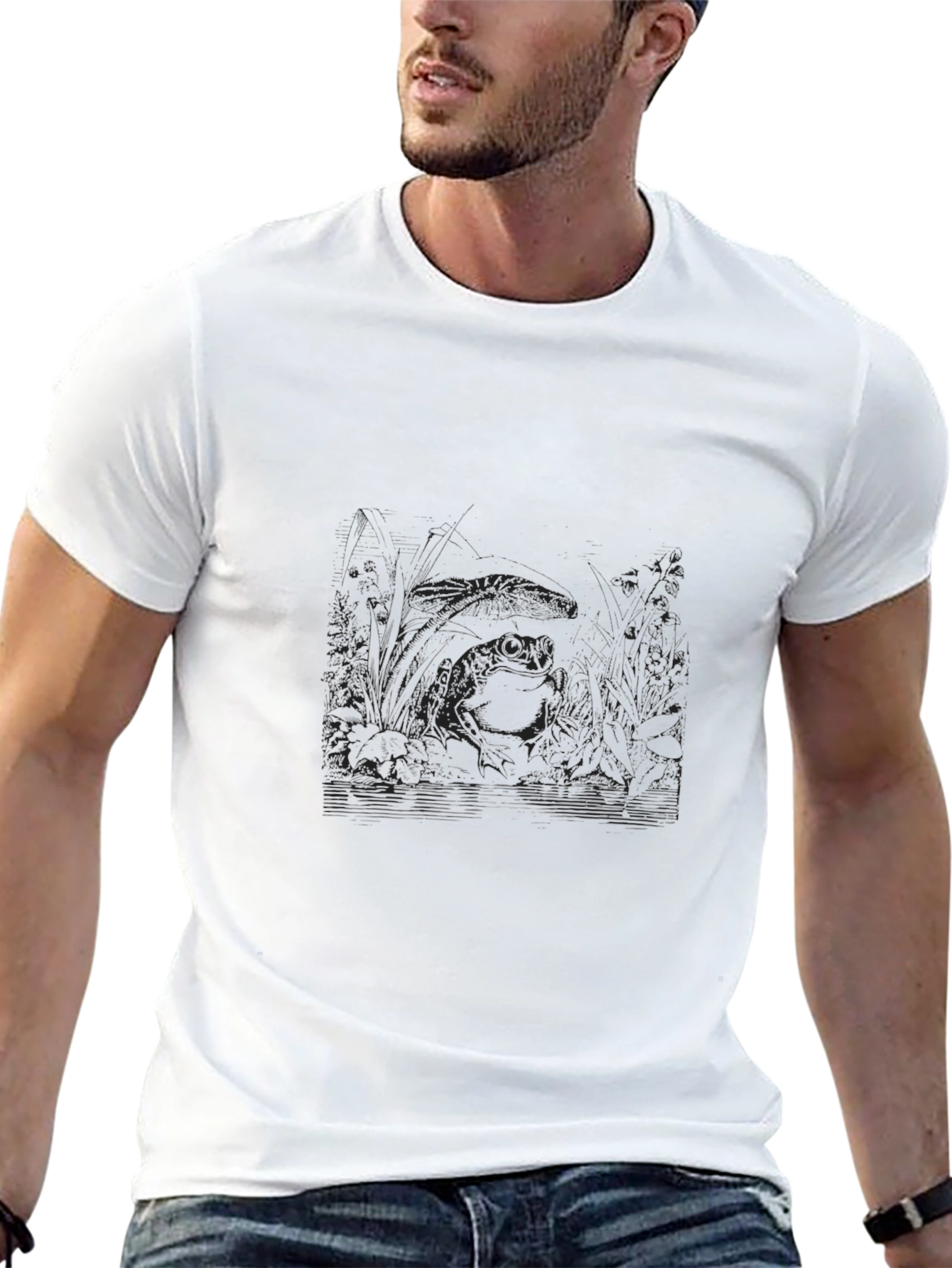 Mens Black Graphic Print Crew Neck T-Shirt