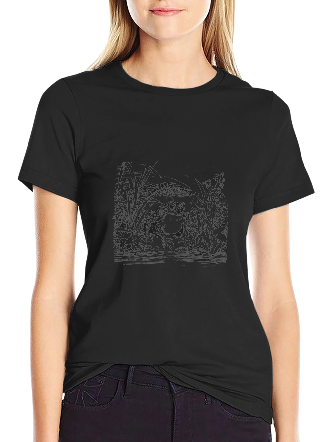 Mens Black Graphic Print Crew Neck T-Shirt