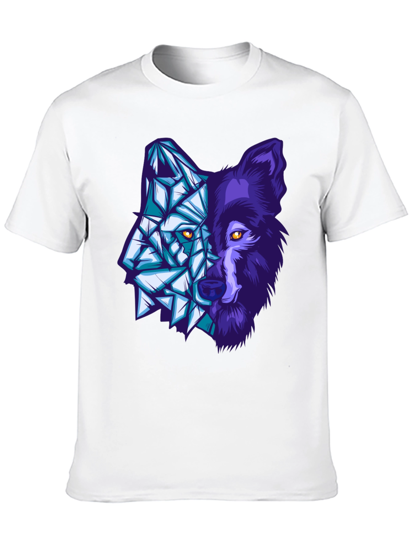 Geometric Wolf Graphic Tee - Black