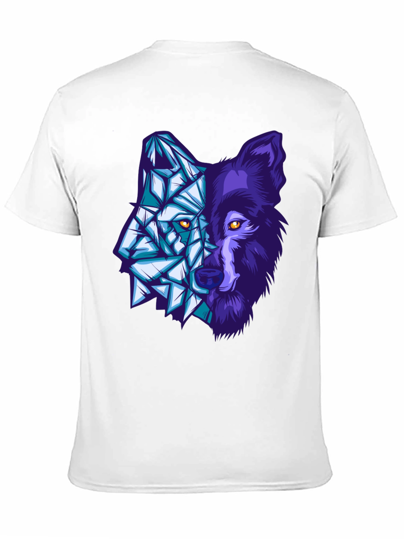 Geometric Wolf Graphic Tee - Black