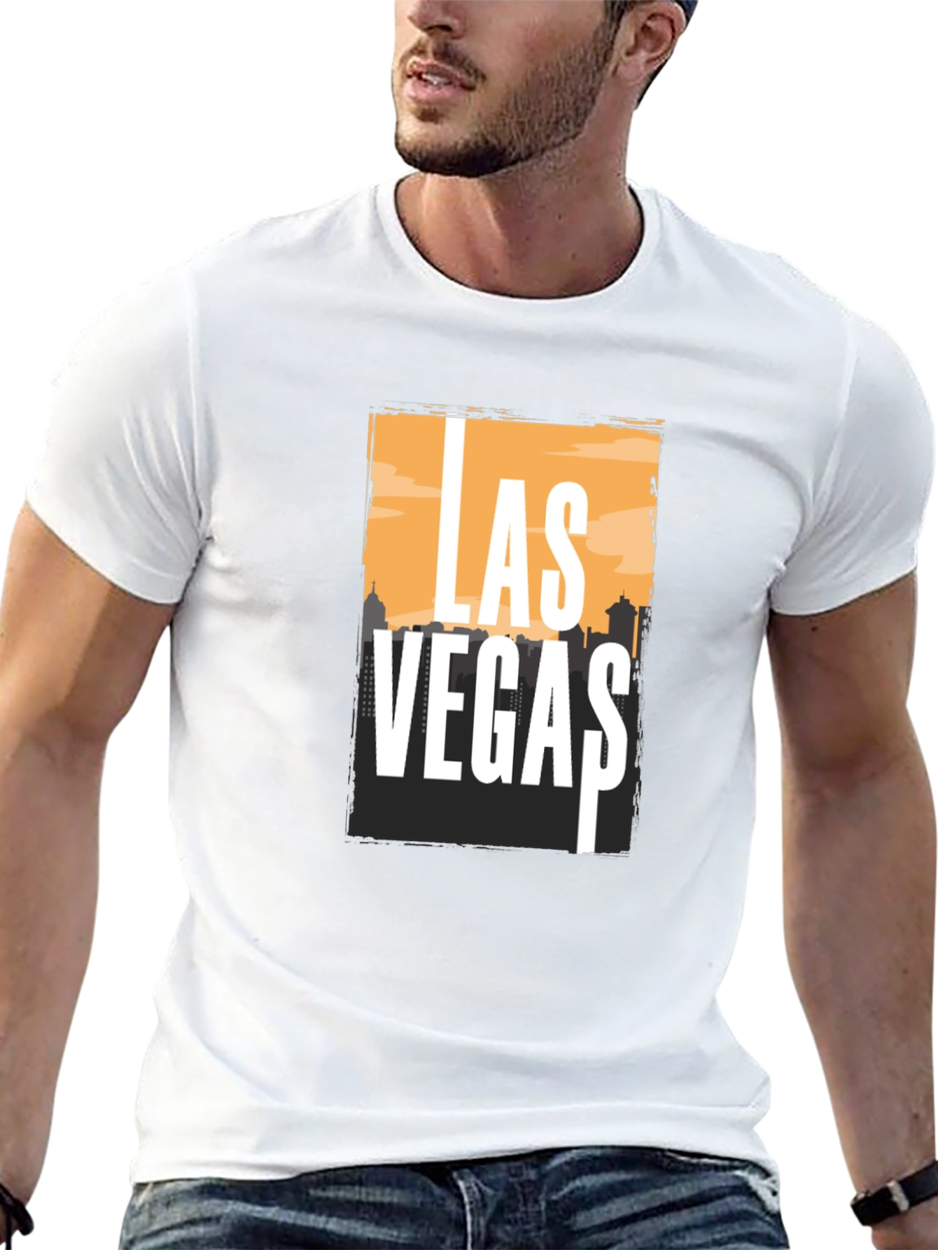 Las Vegas Graphic Print Crew Neck T-Shirt