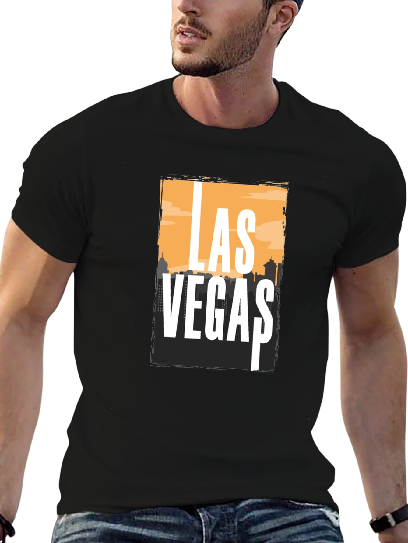 Las Vegas Graphic Print Crew Neck T-Shirt