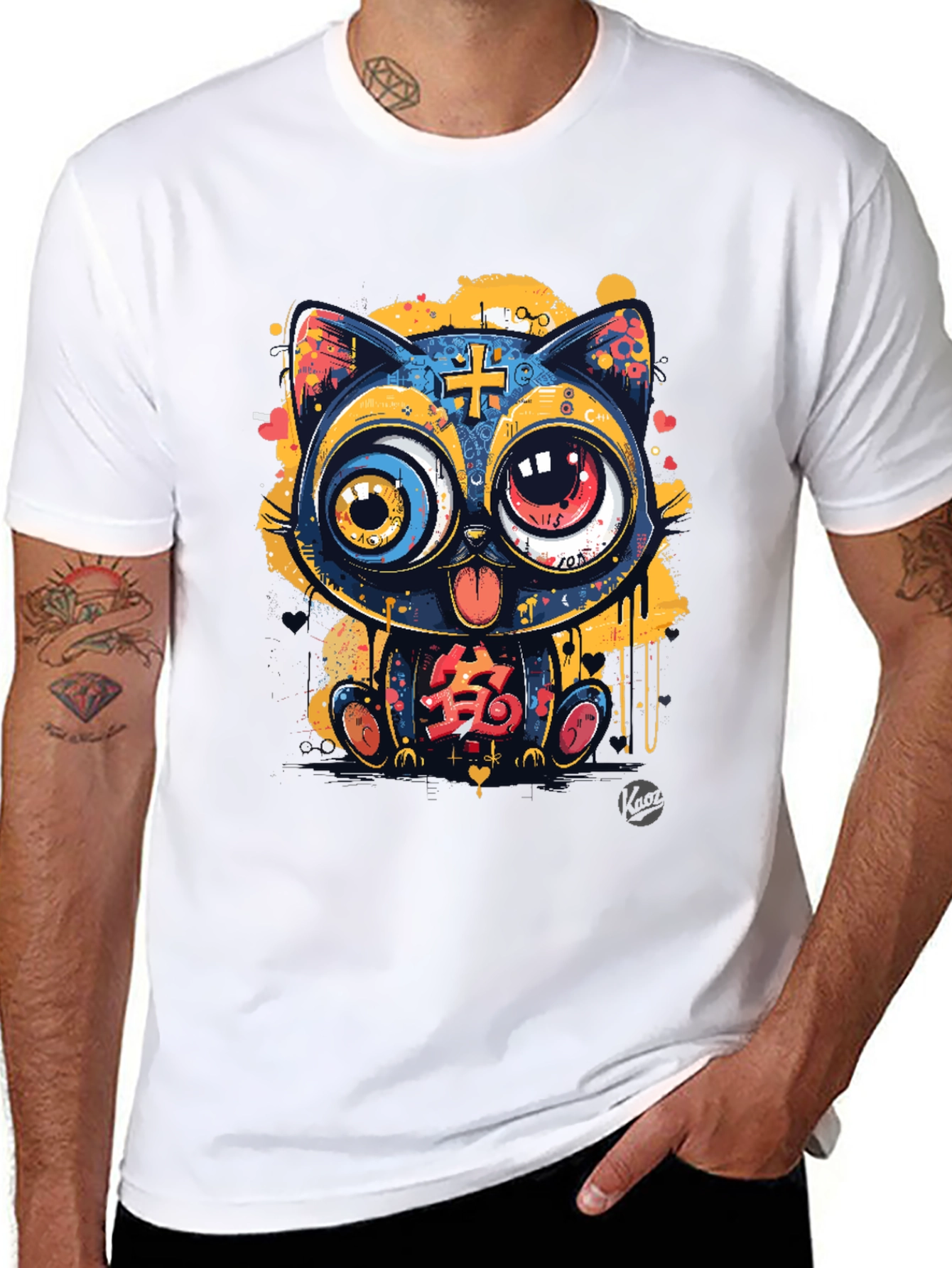 Funky Cartoon Cat Graphic Tee