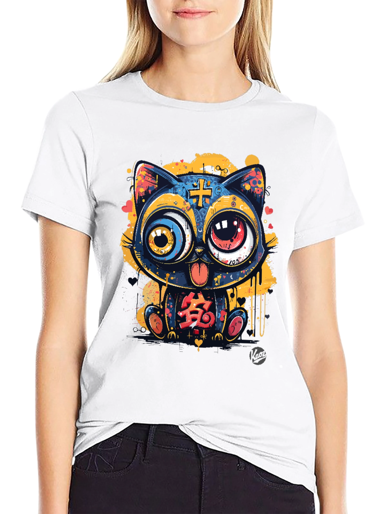 Funky Cartoon Cat Graphic Tee