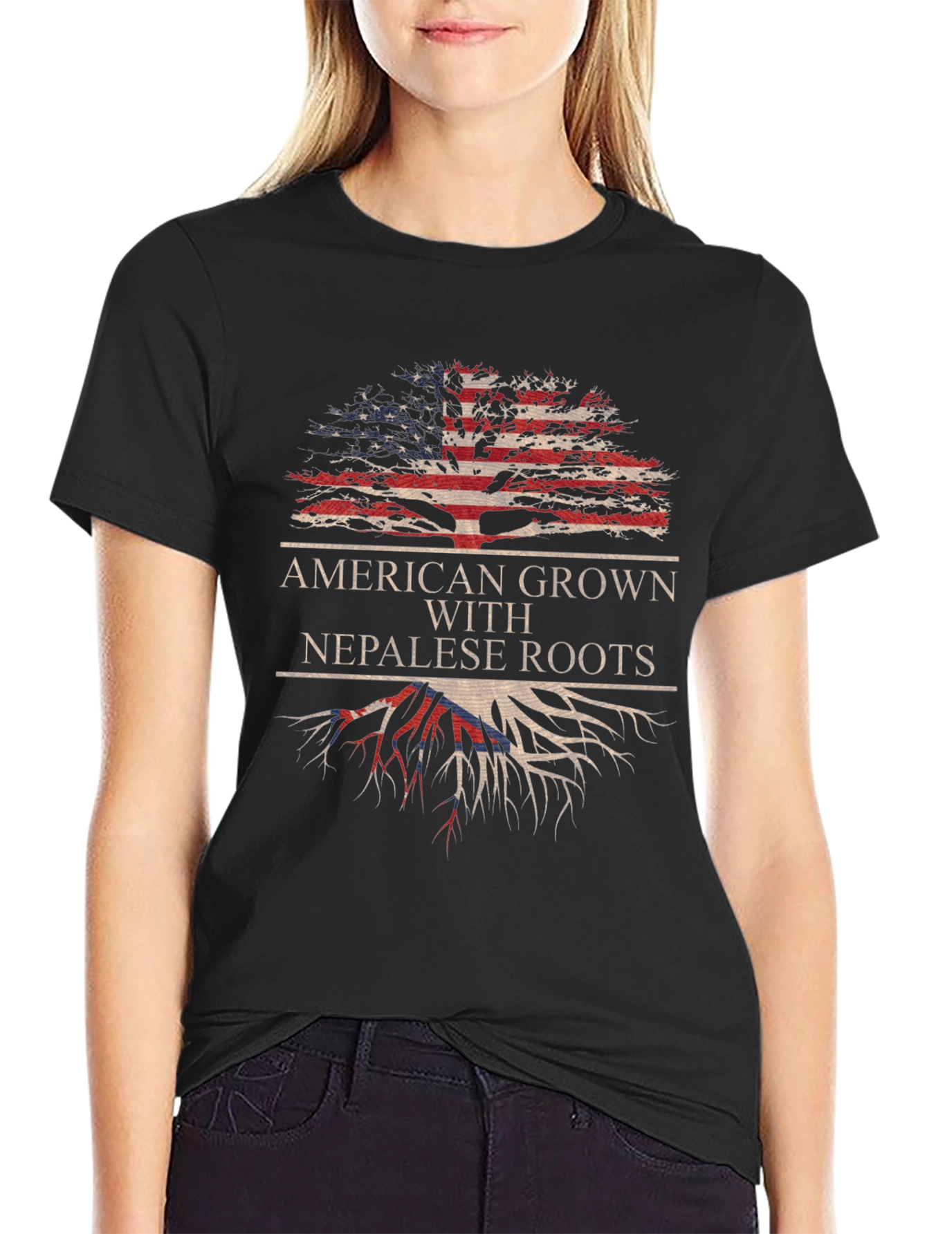 American Grown with Nepalese Roots Graphic T-Shirt