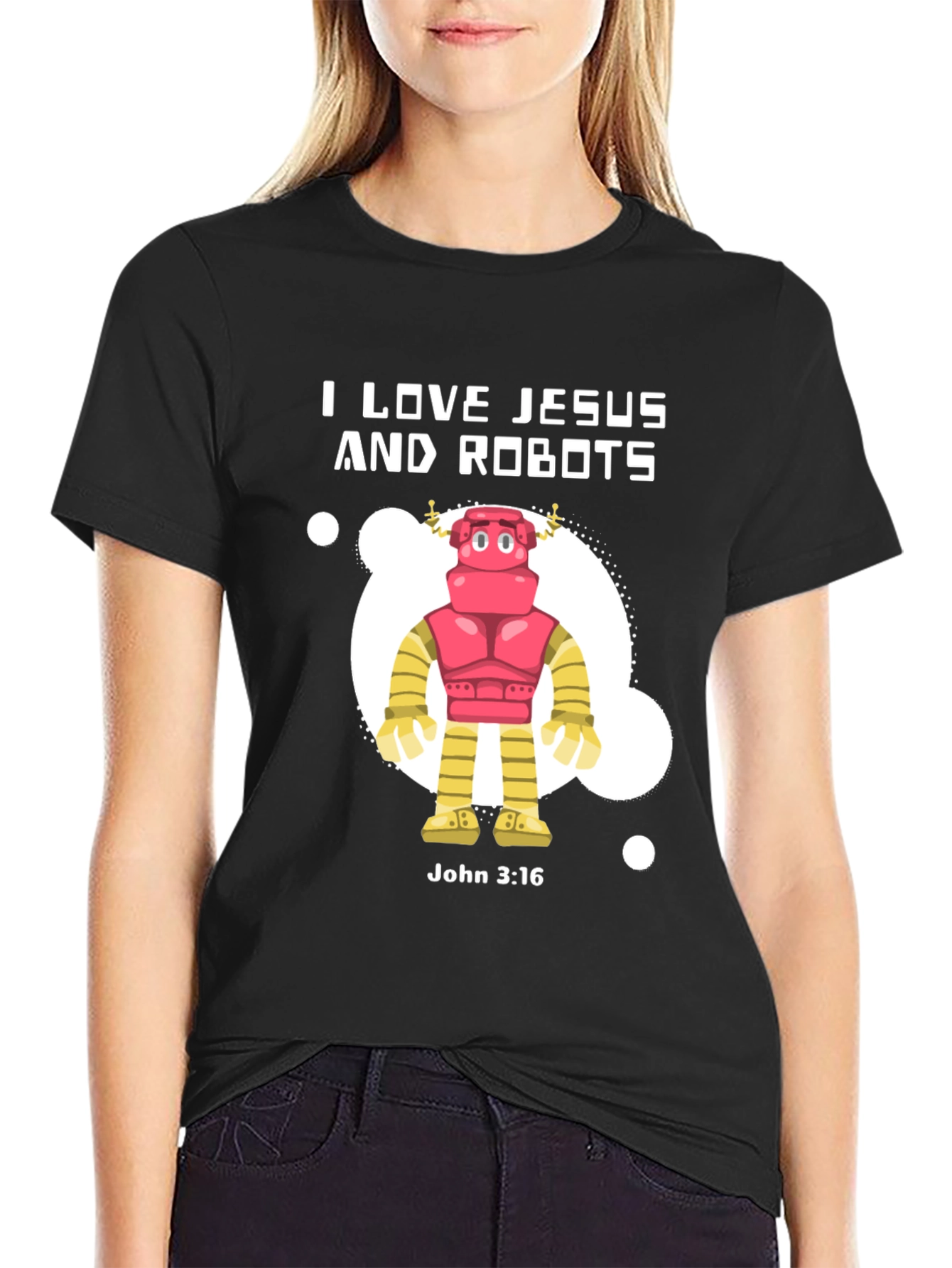 I Love Jesus and Robots Graphic T-Shirt