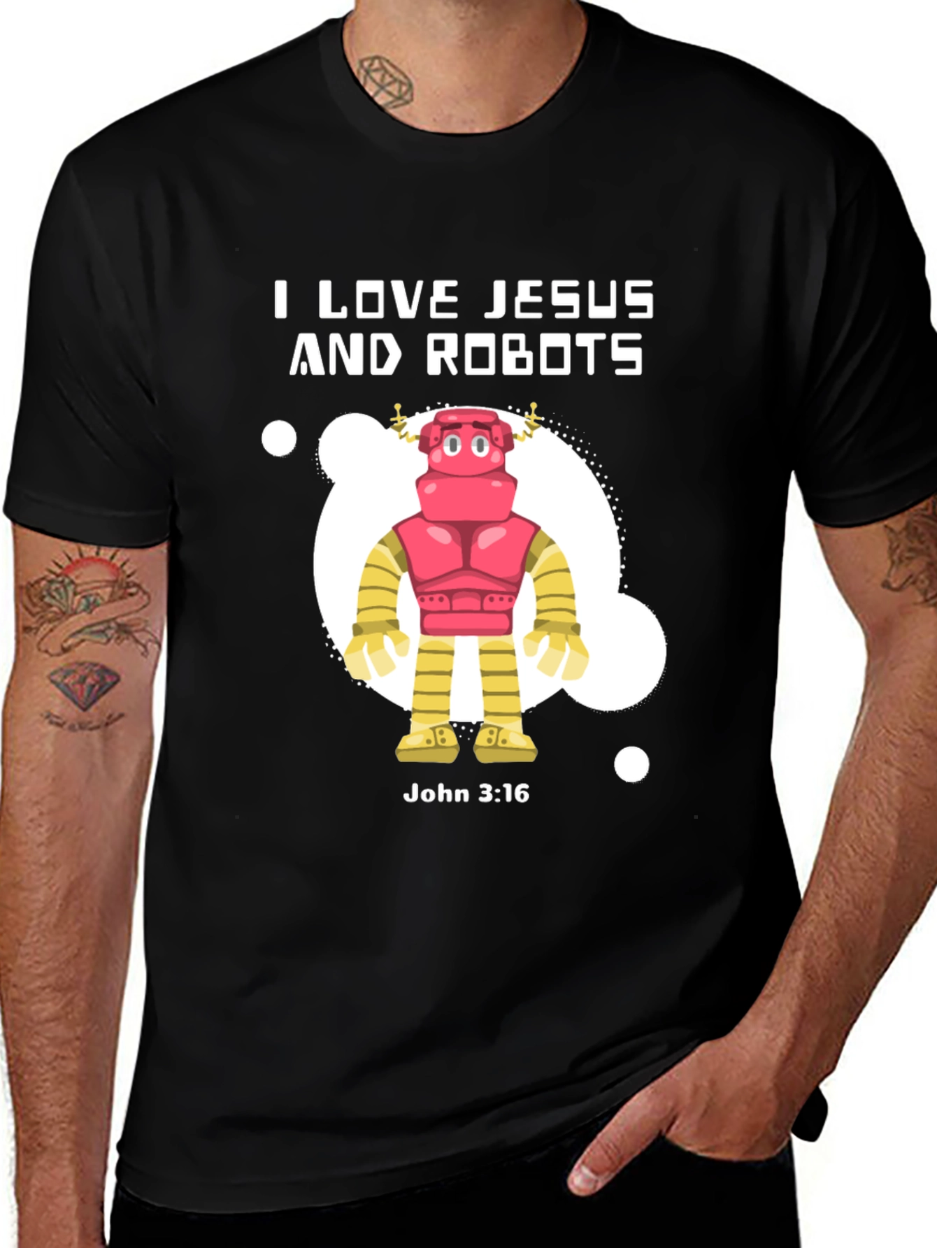 I Love Jesus and Robots Graphic T-Shirt