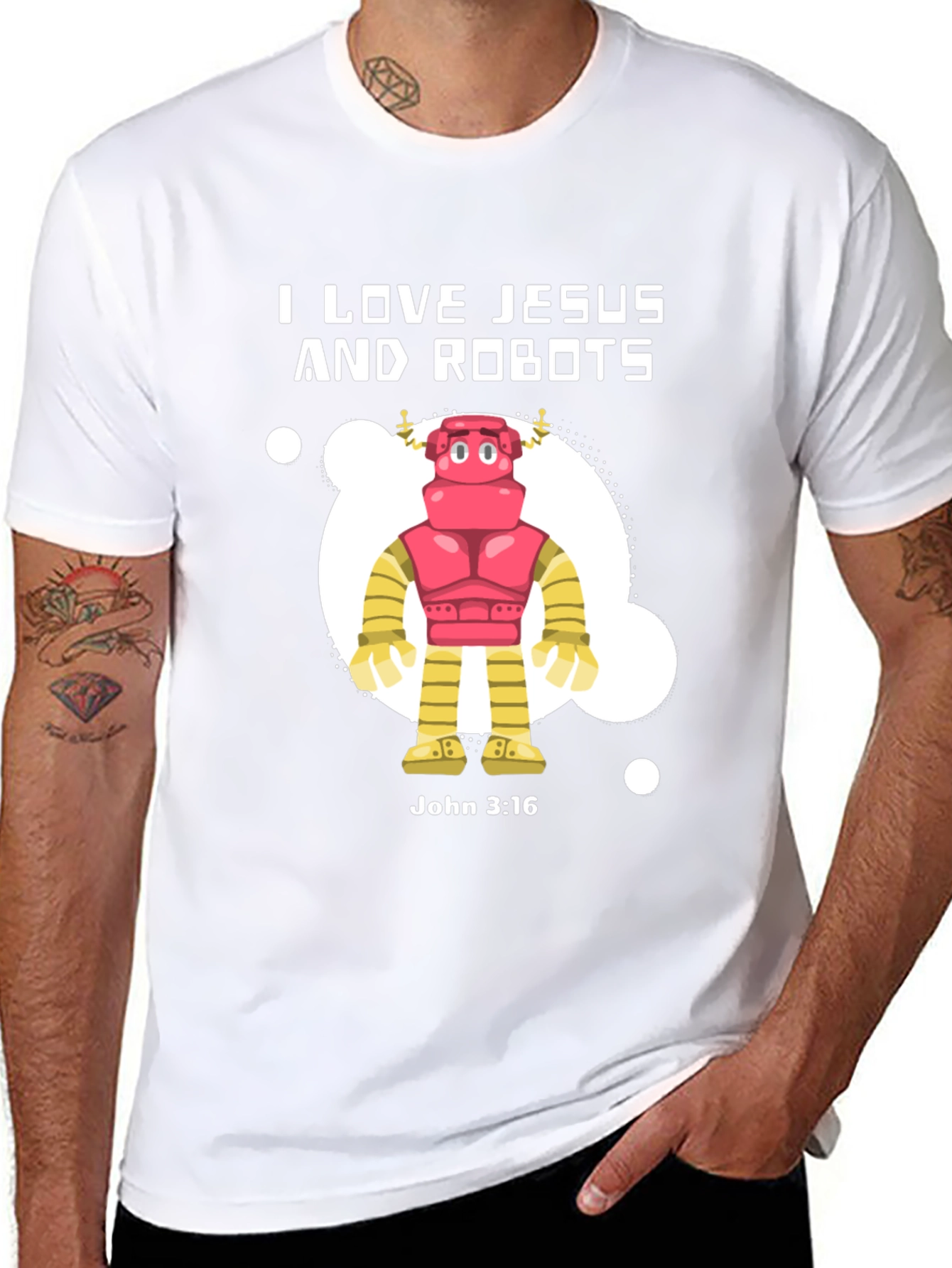 I Love Jesus and Robots Graphic T-Shirt