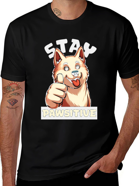 Stay Pawsitive Dog Graphic T-Shirt