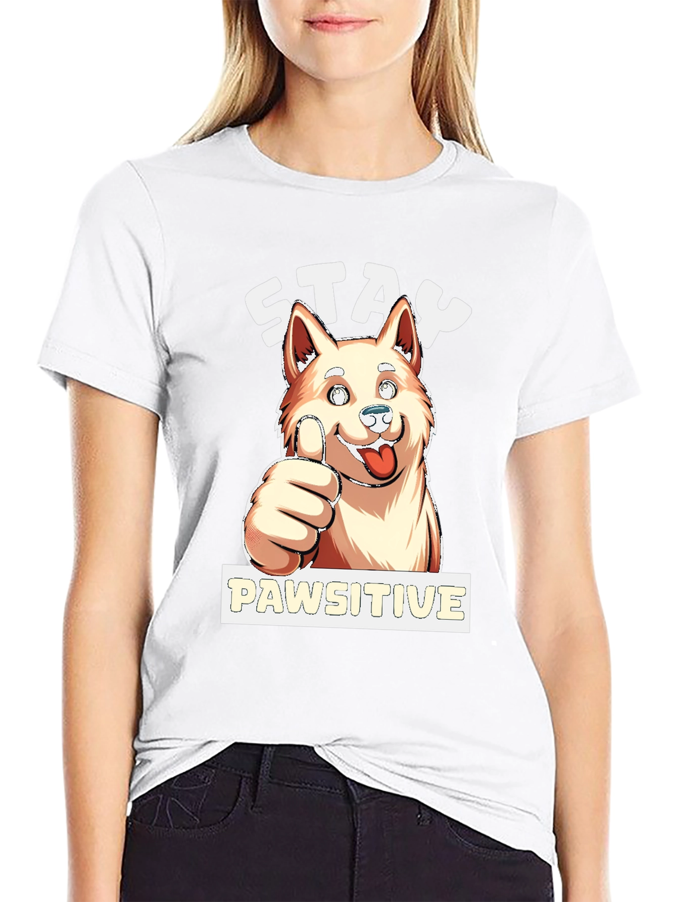 Stay Pawsitive Dog Graphic T-Shirt