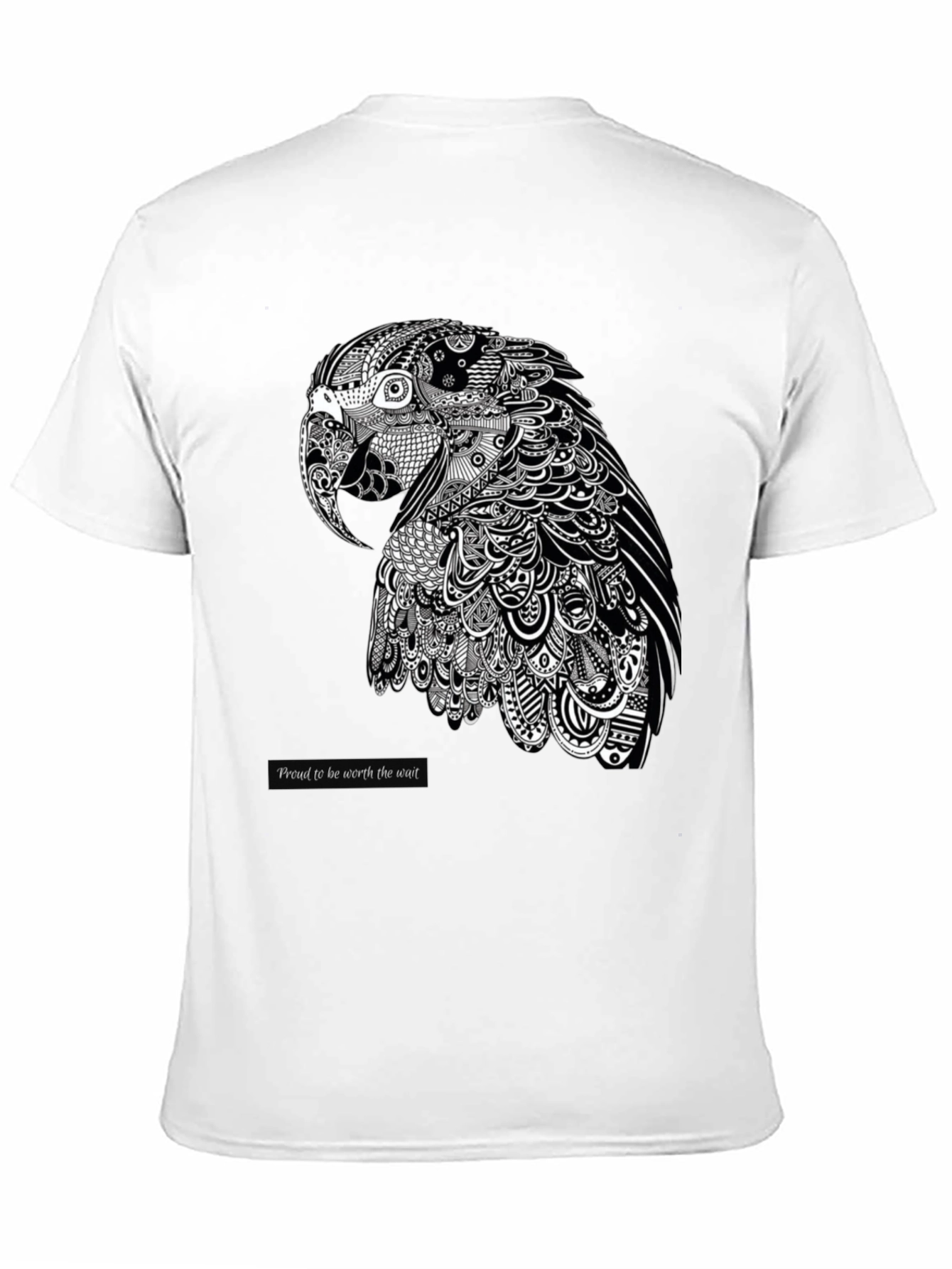 Artistic Parrot Graphic Tee - Black Cotton Blend