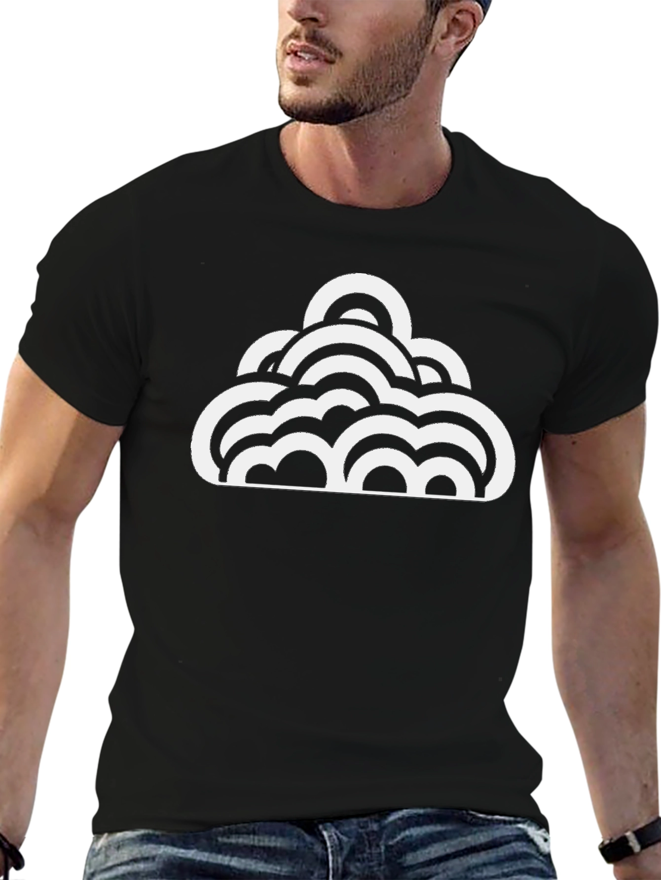 Abstract Cloud Graphic Tee - Black