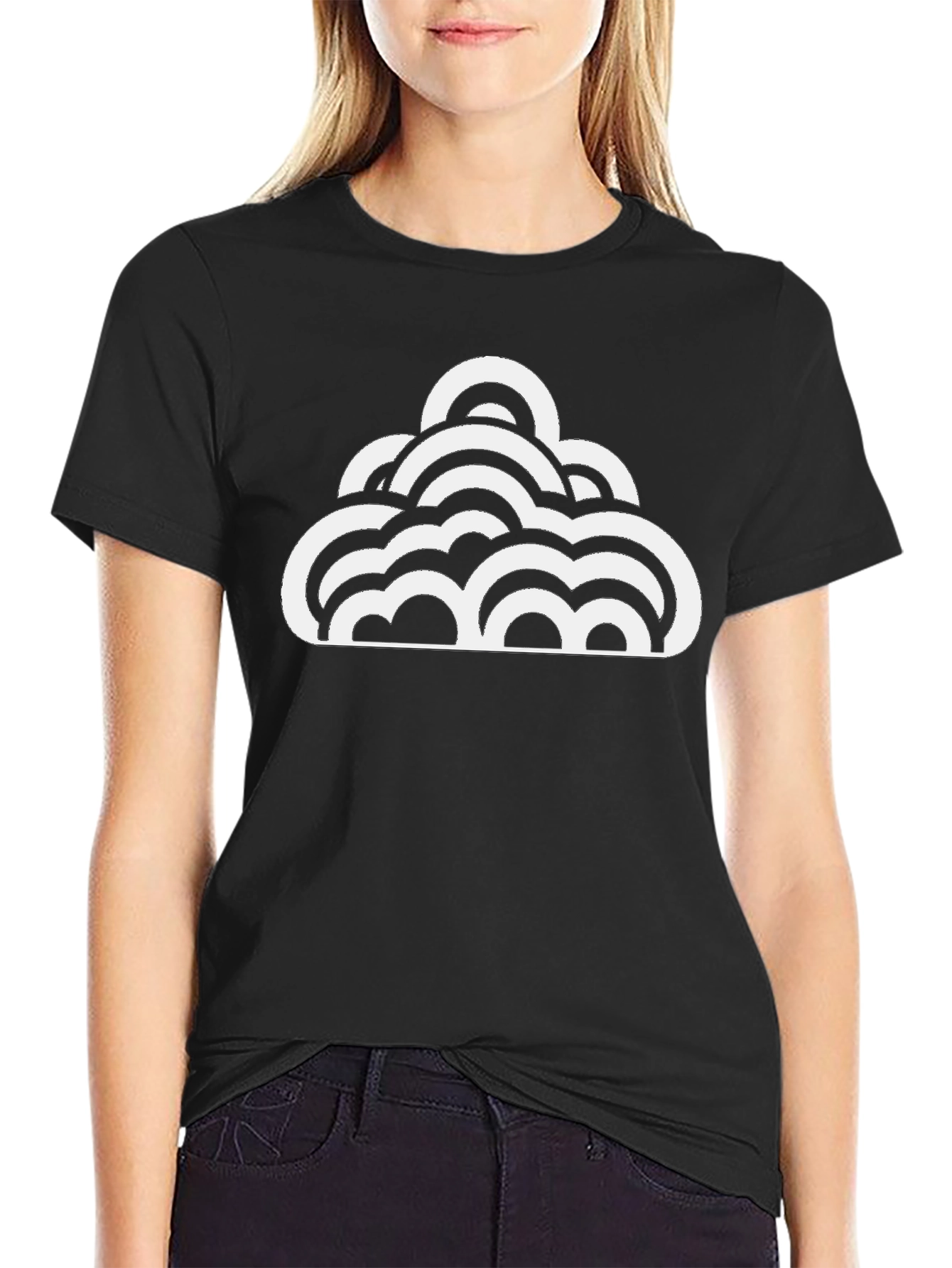Abstract Cloud Graphic Tee - Black