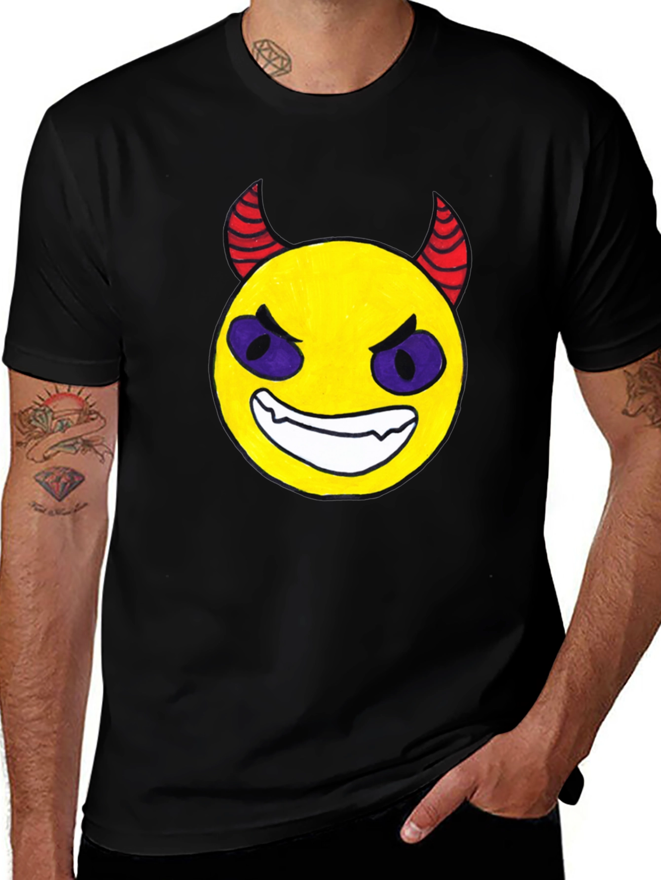 Evil Emoji Black T-Shirt - Funny Graphic Tee