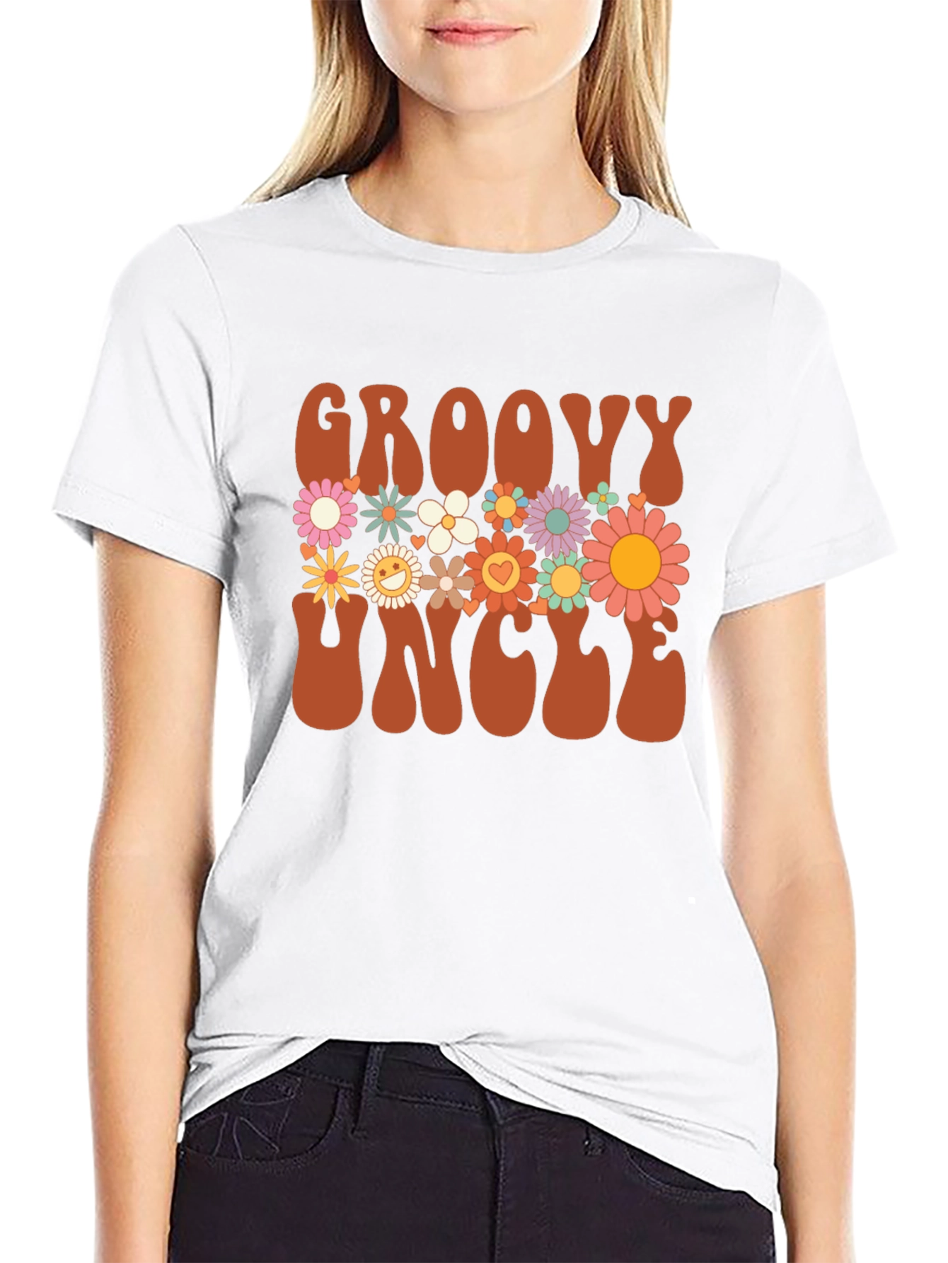 Groovy Uncle Graphic Tee - Retro Floral Design