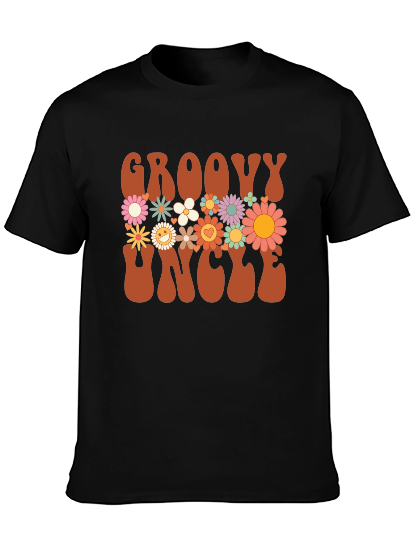 Groovy Uncle Graphic Tee - Retro Floral Design