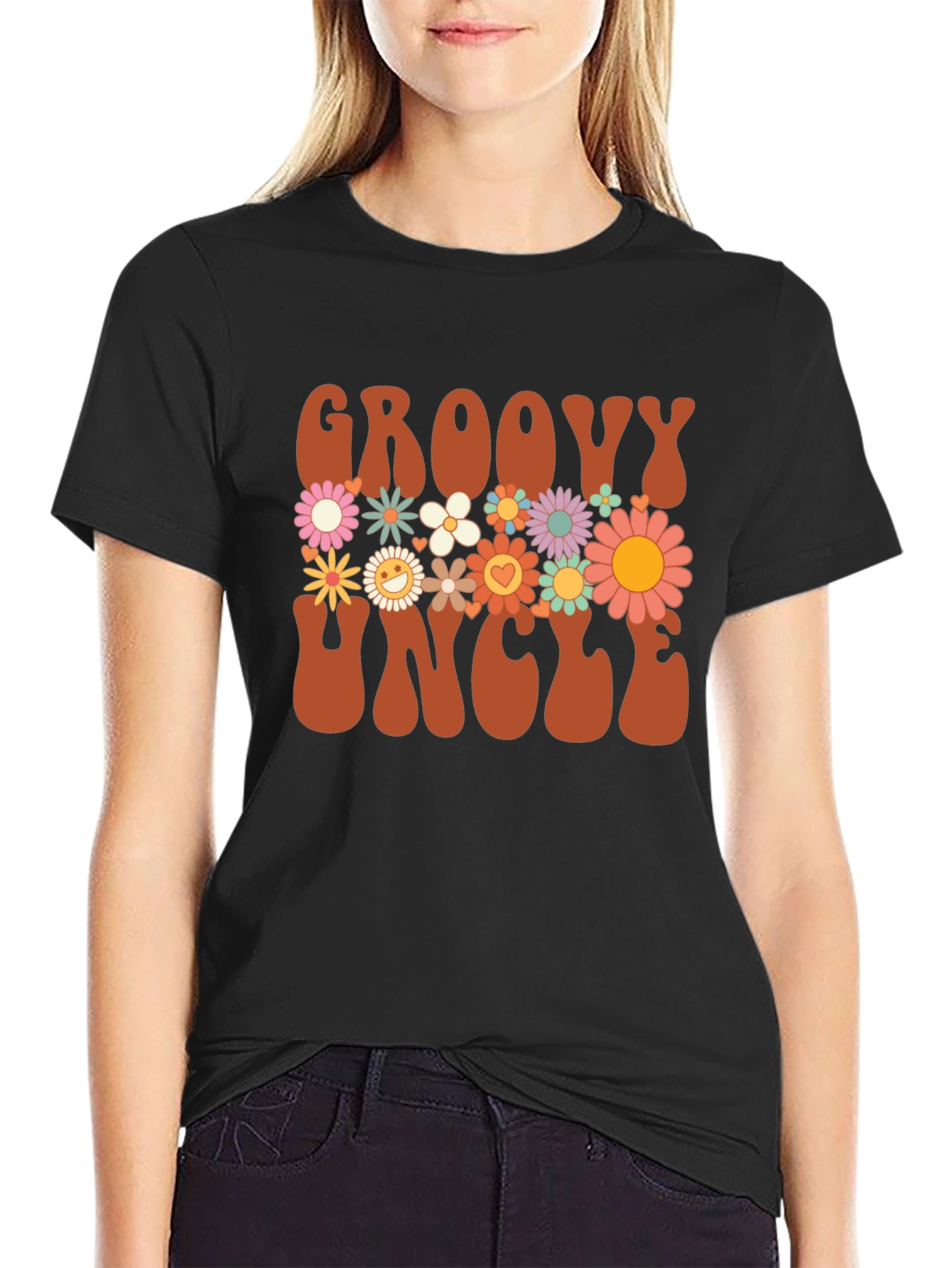 Groovy Uncle Graphic Tee - Retro Floral Design