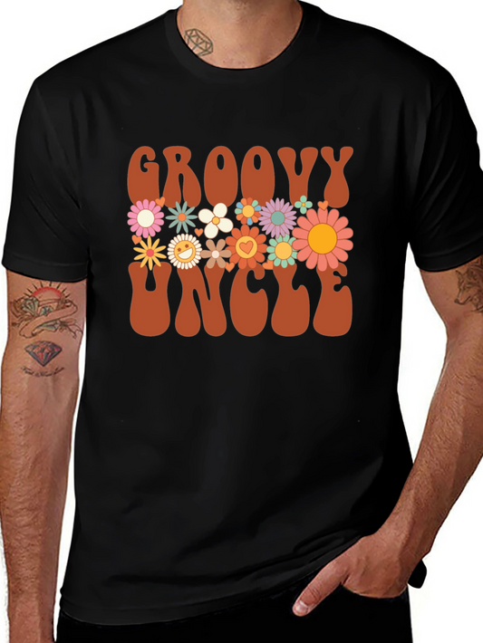 Groovy Uncle Graphic Tee - Retro Floral Design