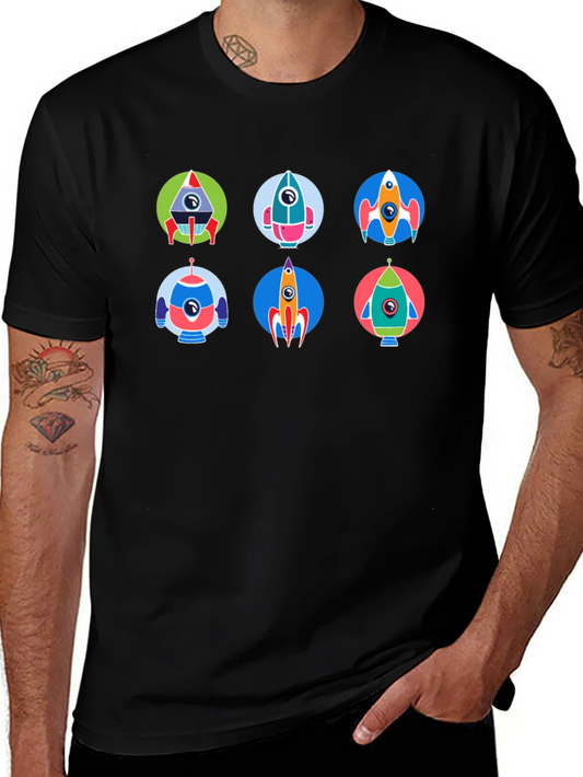 Retro Rocket Graphic Tee - Space Adventure Style