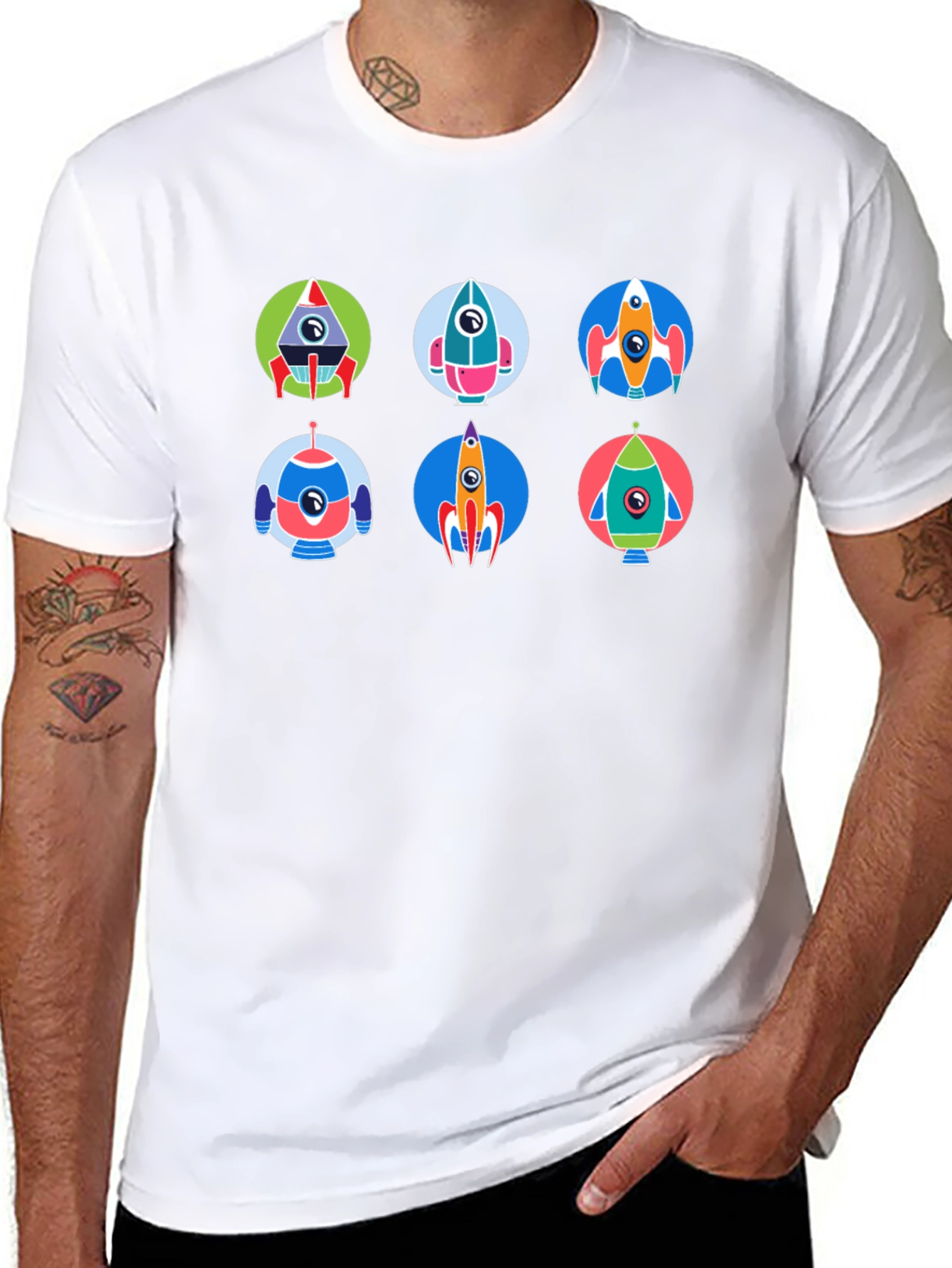 Retro Rocket Graphic Tee - Space Adventure Style