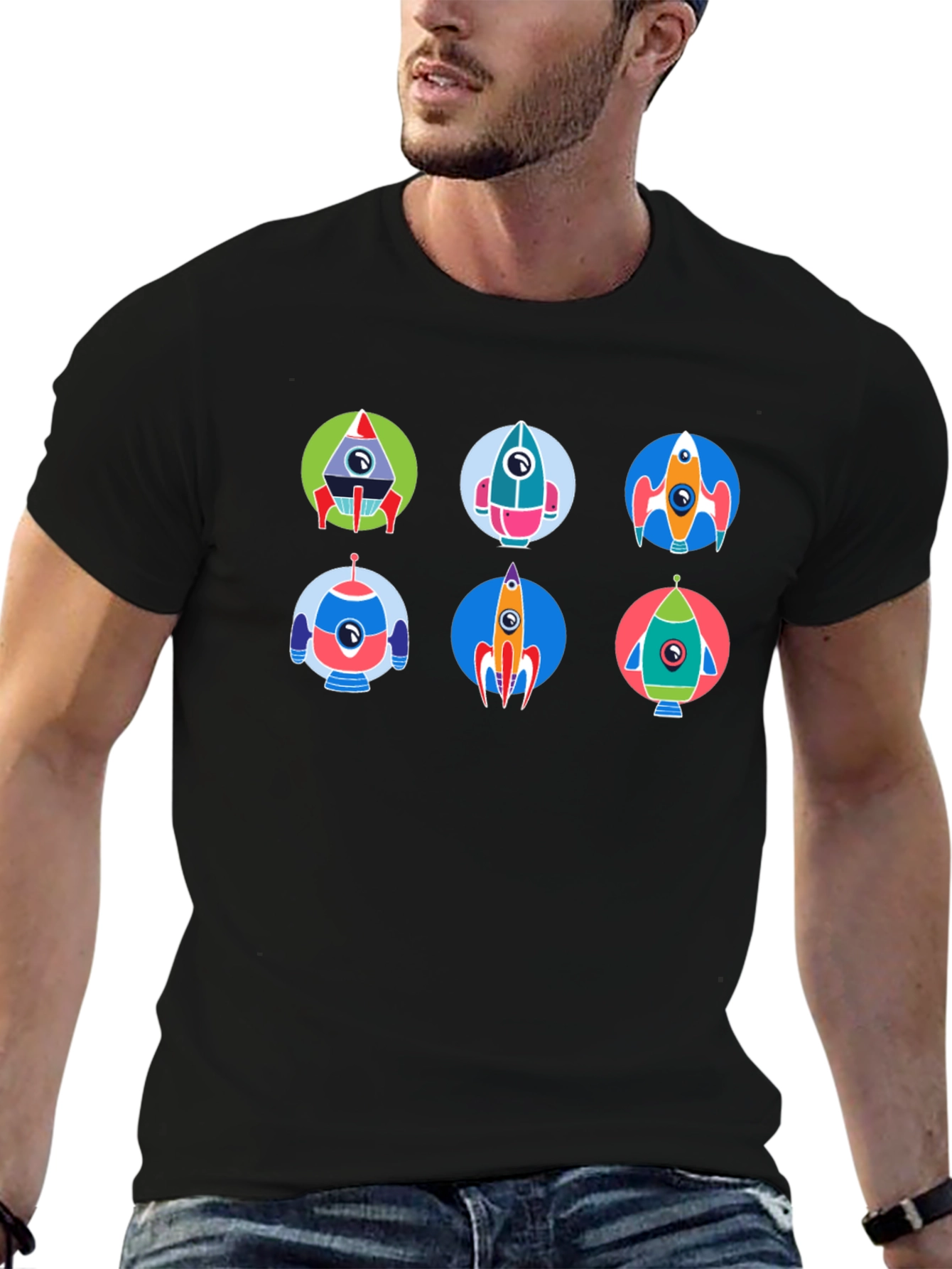Retro Rocket Graphic Tee - Space Adventure Style