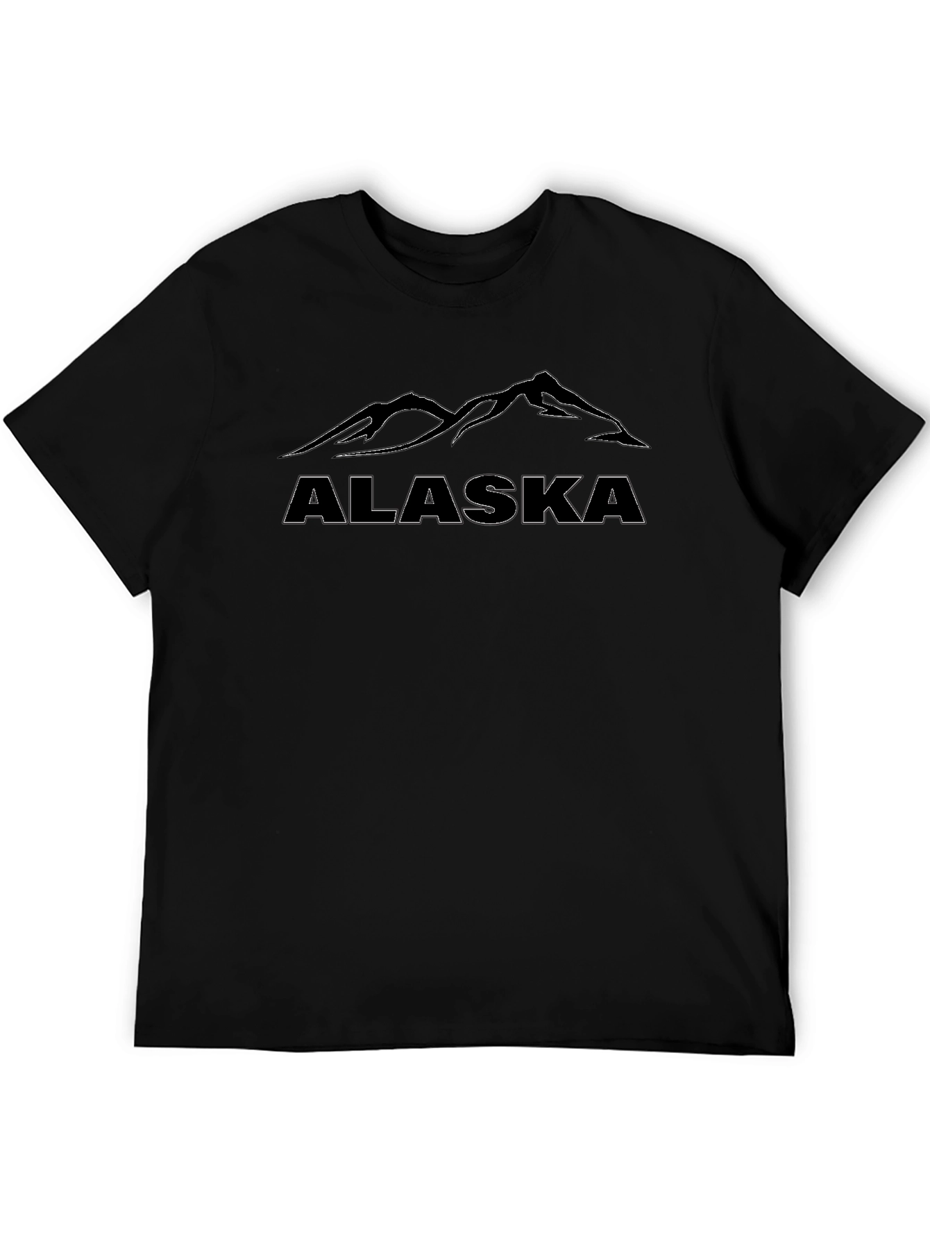 Alaska Mountain Graphic Tee - Black Cotton T-Shirt