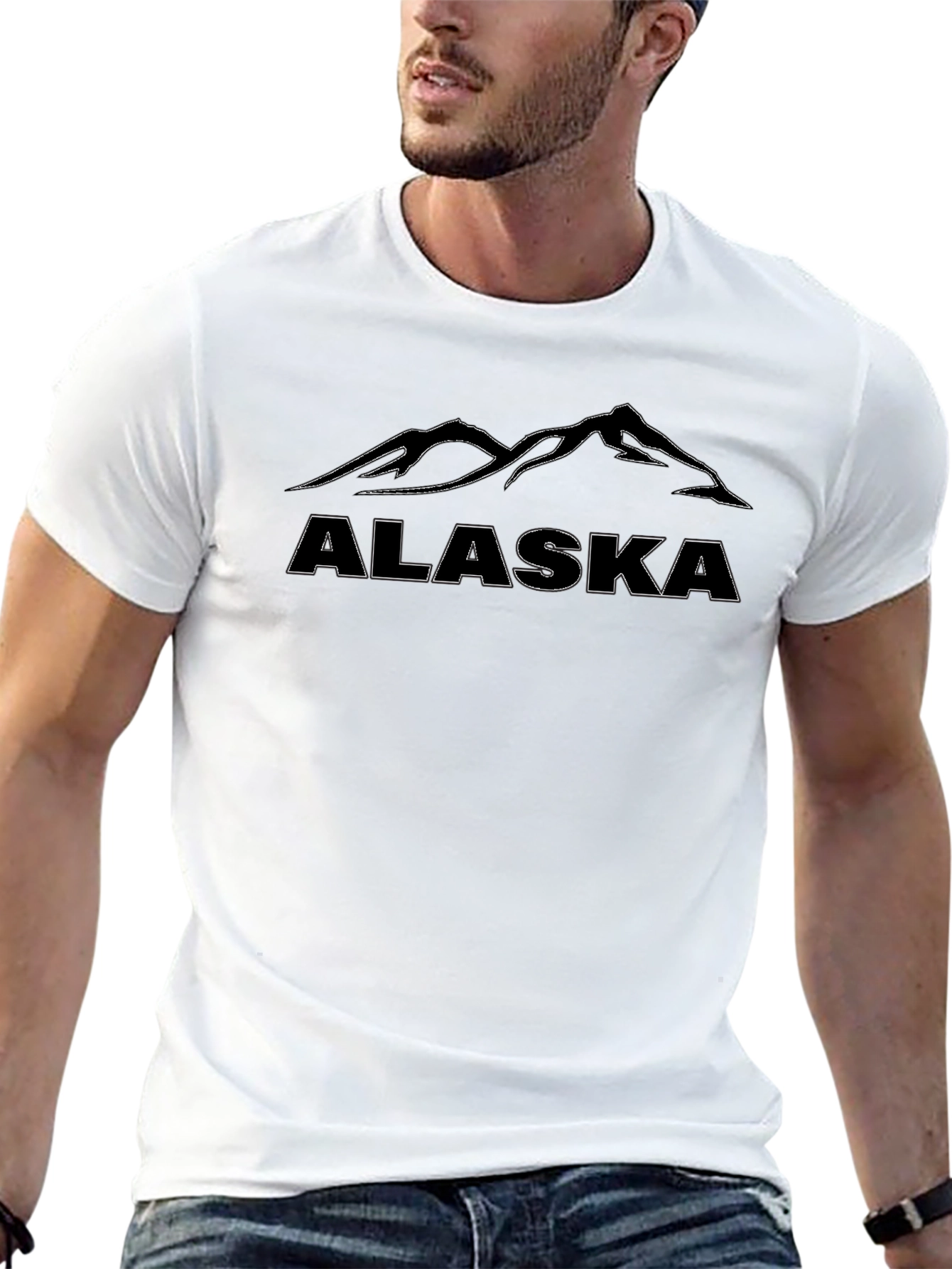 Alaska Mountain Graphic Tee - Black Cotton T-Shirt