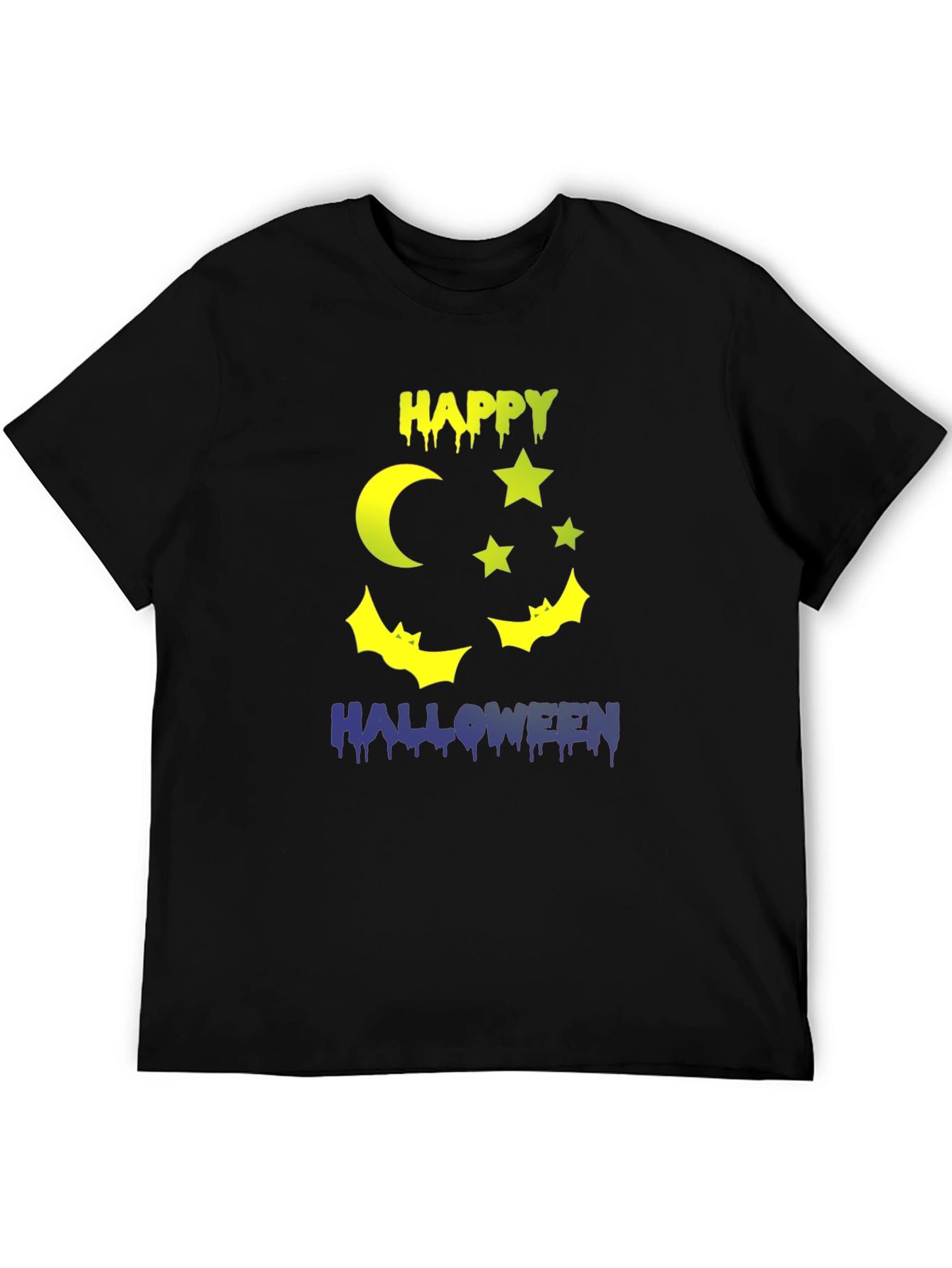 Happy Halloween T-Shirt Moon Stars & Bats Design