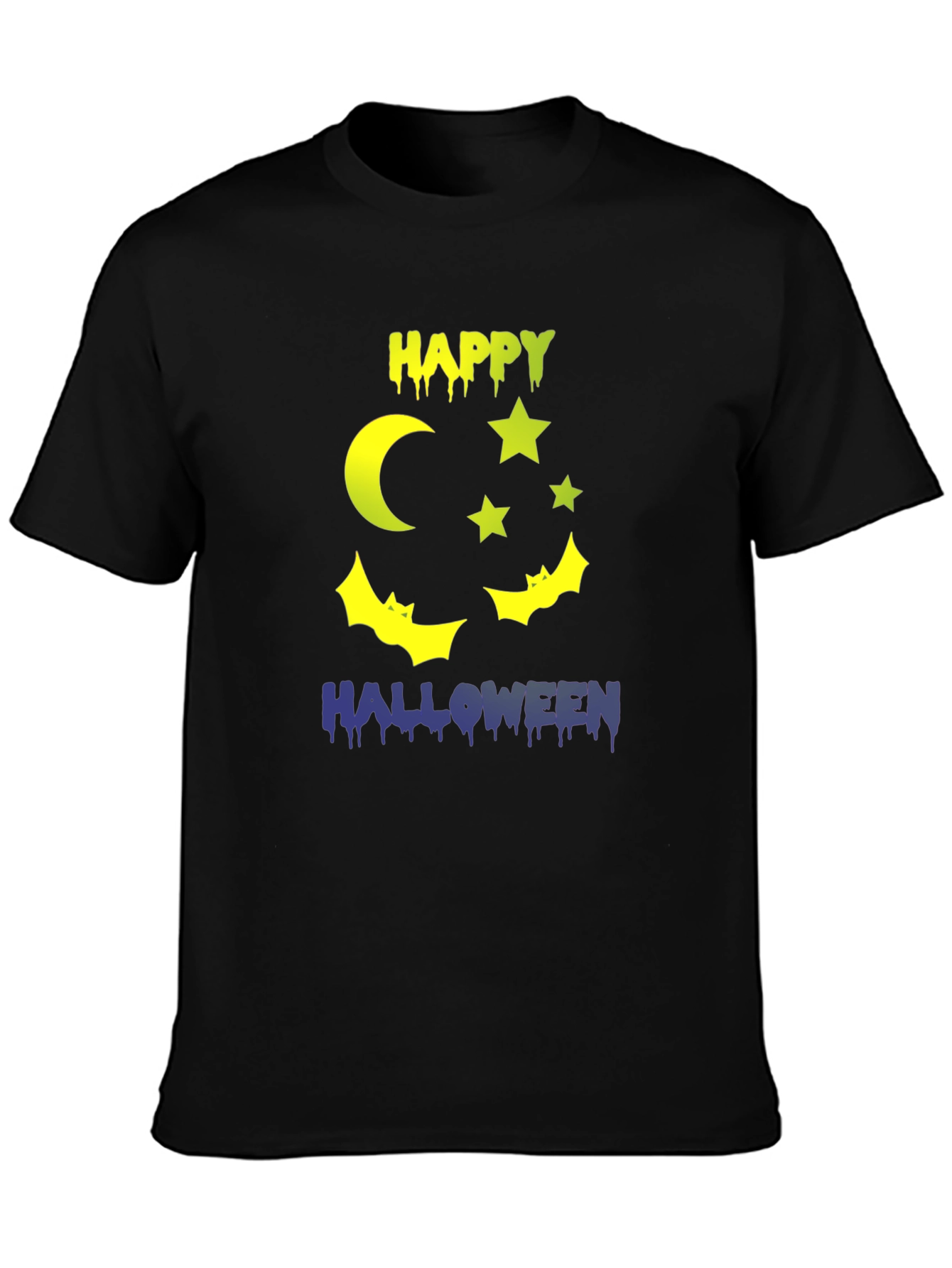 Happy Halloween T-Shirt Moon Stars & Bats Design