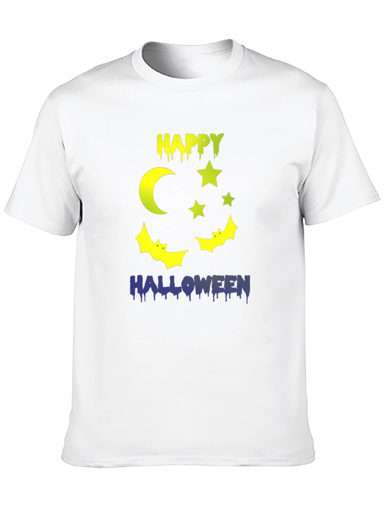 Happy Halloween T-Shirt Moon Stars & Bats Design