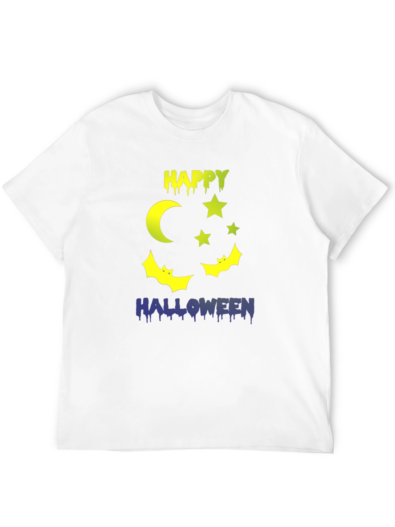 Happy Halloween T-Shirt Moon Stars & Bats Design