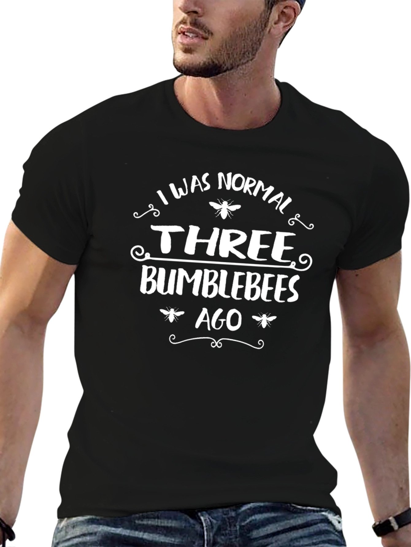Three Bumblebees Ago Graphic Tee - Novelty Black T-Shirt