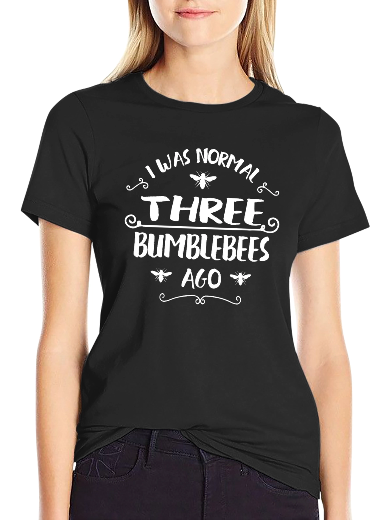 Three Bumblebees Ago Graphic Tee - Novelty Black T-Shirt