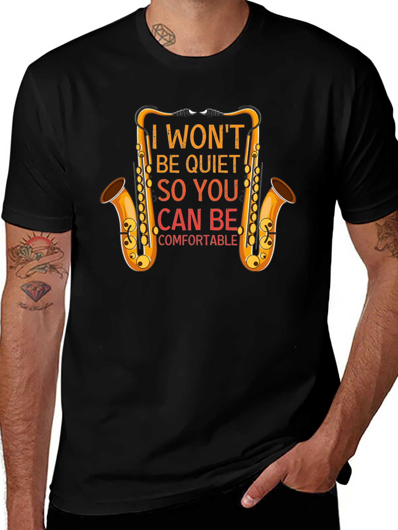 I Wont Be Quiet Saxophone Graphic T-Shirt