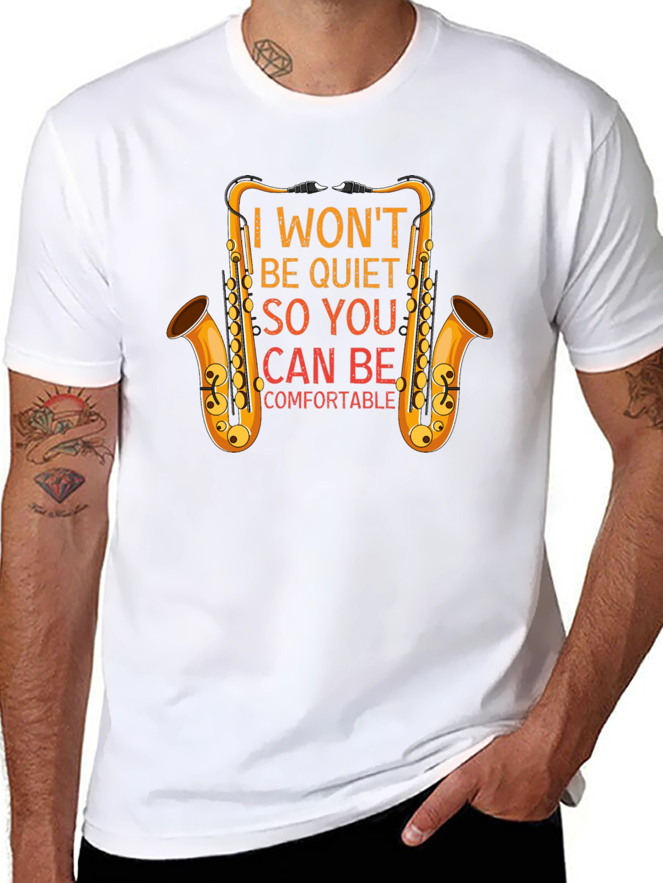 I Wont Be Quiet Saxophone Graphic T-Shirt