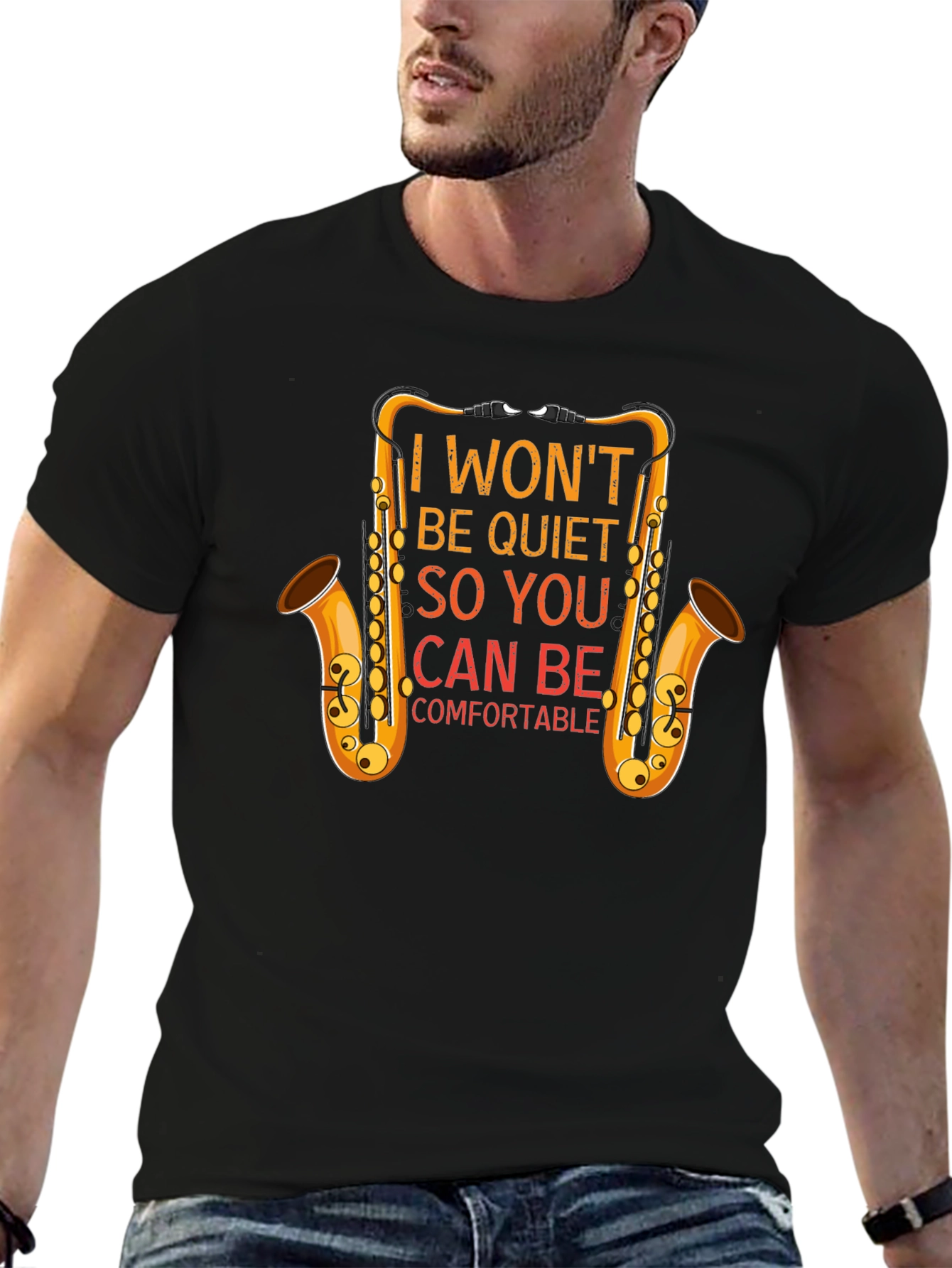 I Wont Be Quiet Saxophone Graphic T-Shirt