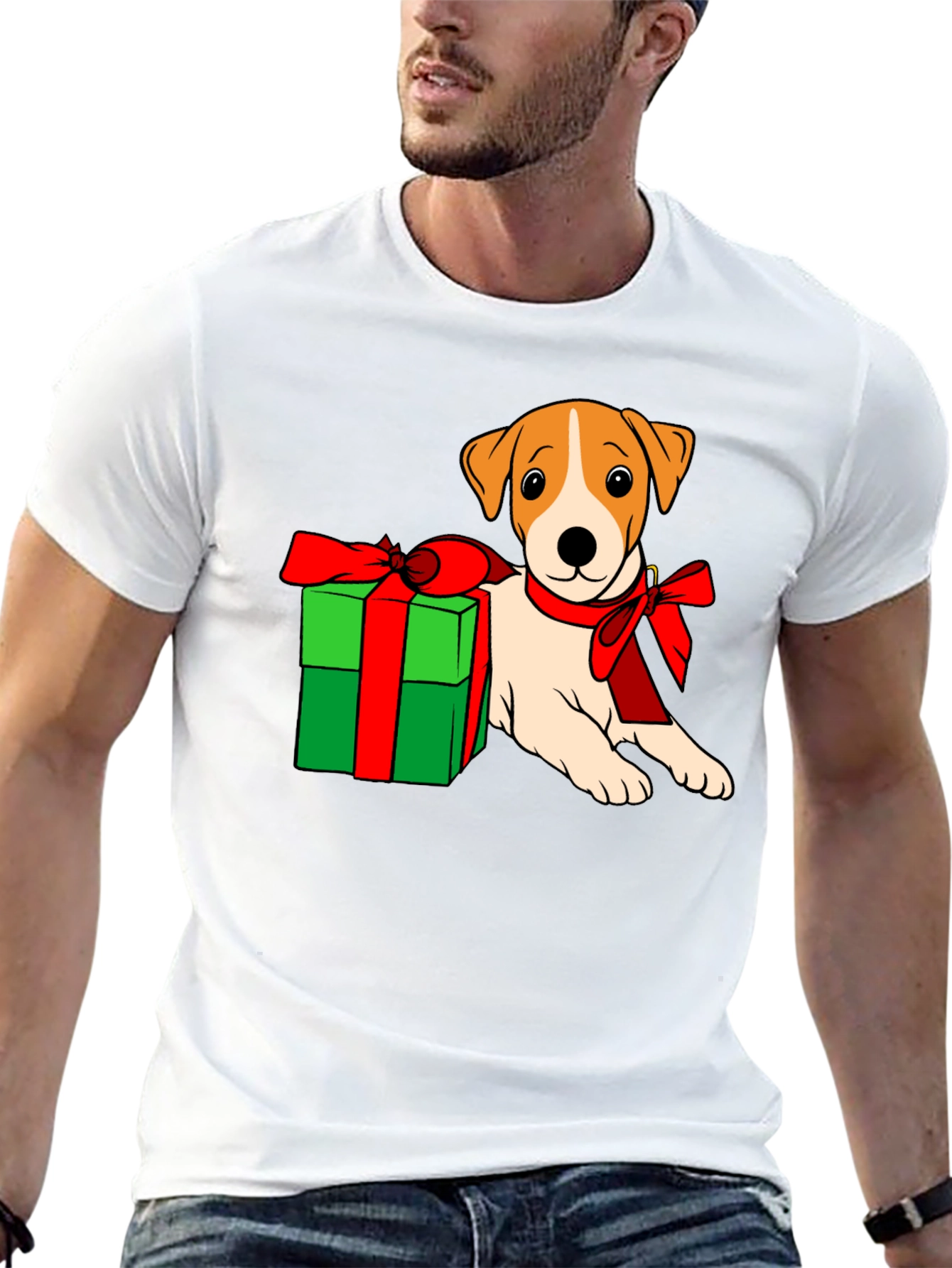Dog with Gift T-Shirt - Holiday Cheer!