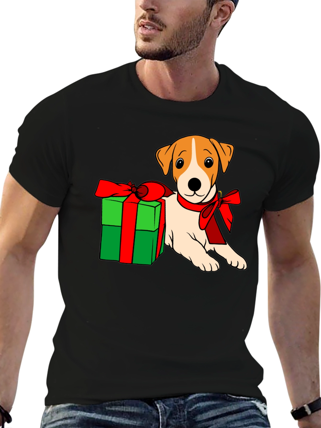 Dog with Gift T-Shirt - Holiday Cheer!