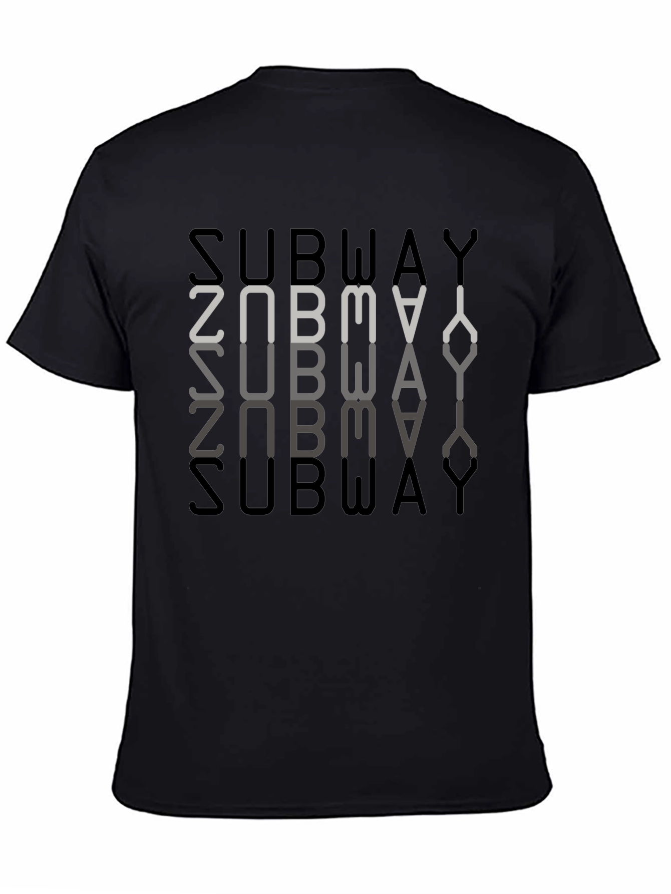 Subway Inverted Text Graphic Black T-Shirt