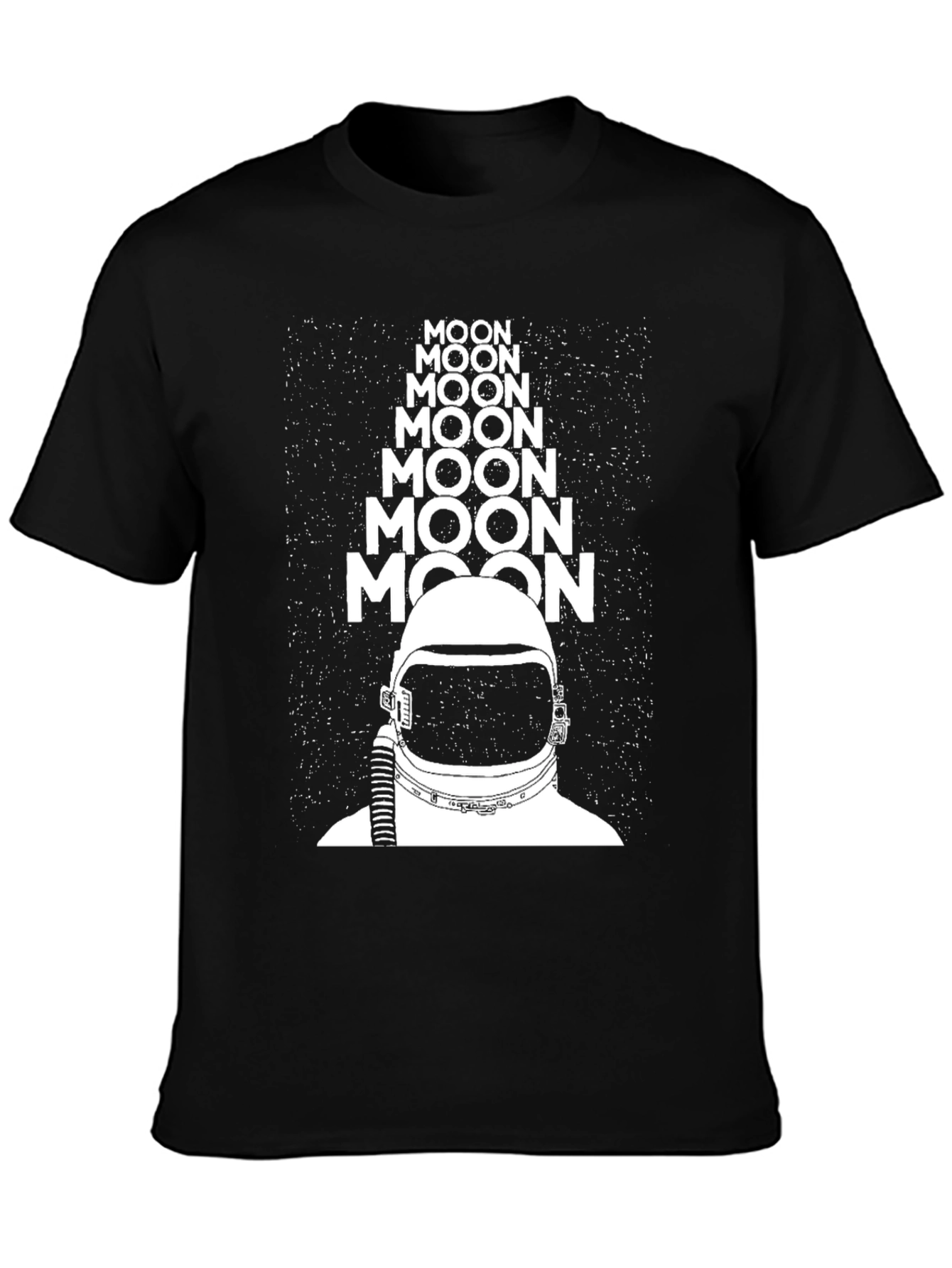 Moon Astronaut Graphic Tee - Black Crew Neck T-Shirt